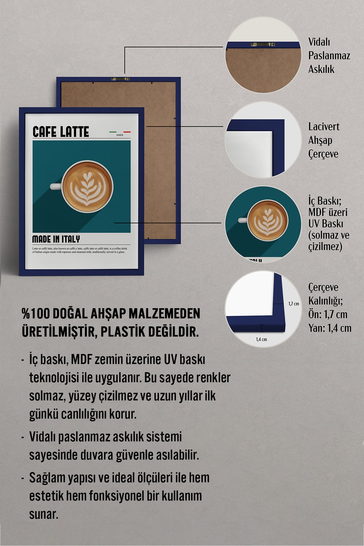 HOMEPACK Ahşap Çerçeveli Tablo Çerçeveli Poster Sanatsal Modern Duvar Dekoru TK-1301