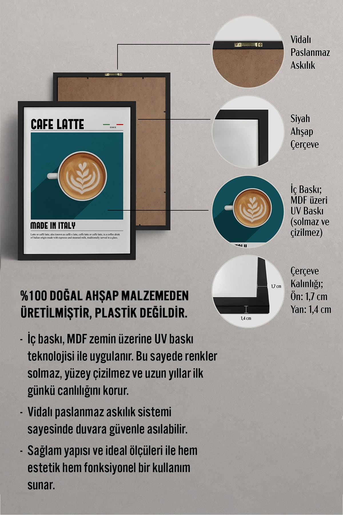 HOMEPACK Ahşap Çerçeveli Tablo Çerçeveli Poster Sanatsal Modern Duvar Dekoru TK-1301