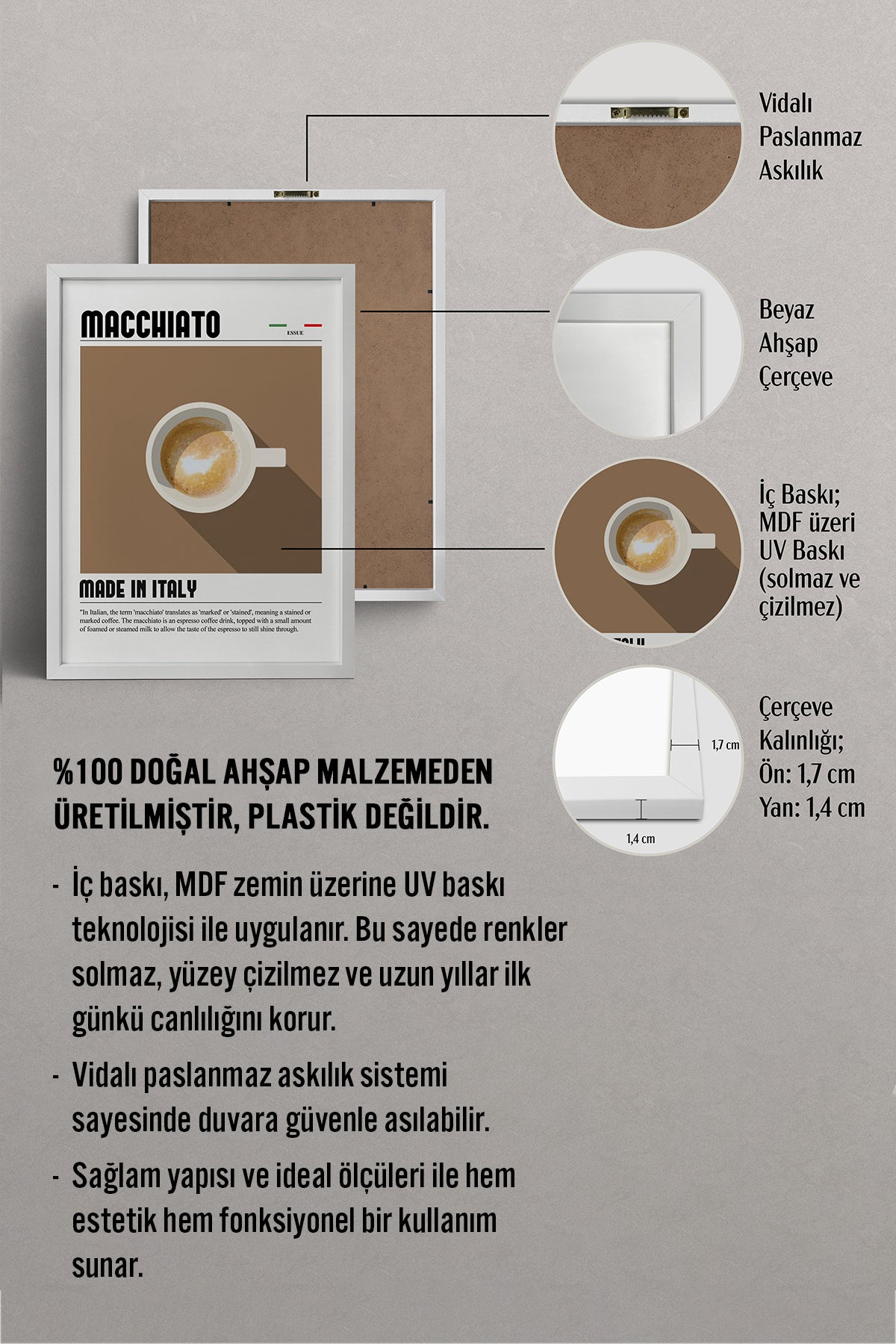 HOMEPACK Ahşap Çerçeveli Tablo Çerçeveli Poster Sanatsal Modern Duvar Dekoru TK-1302