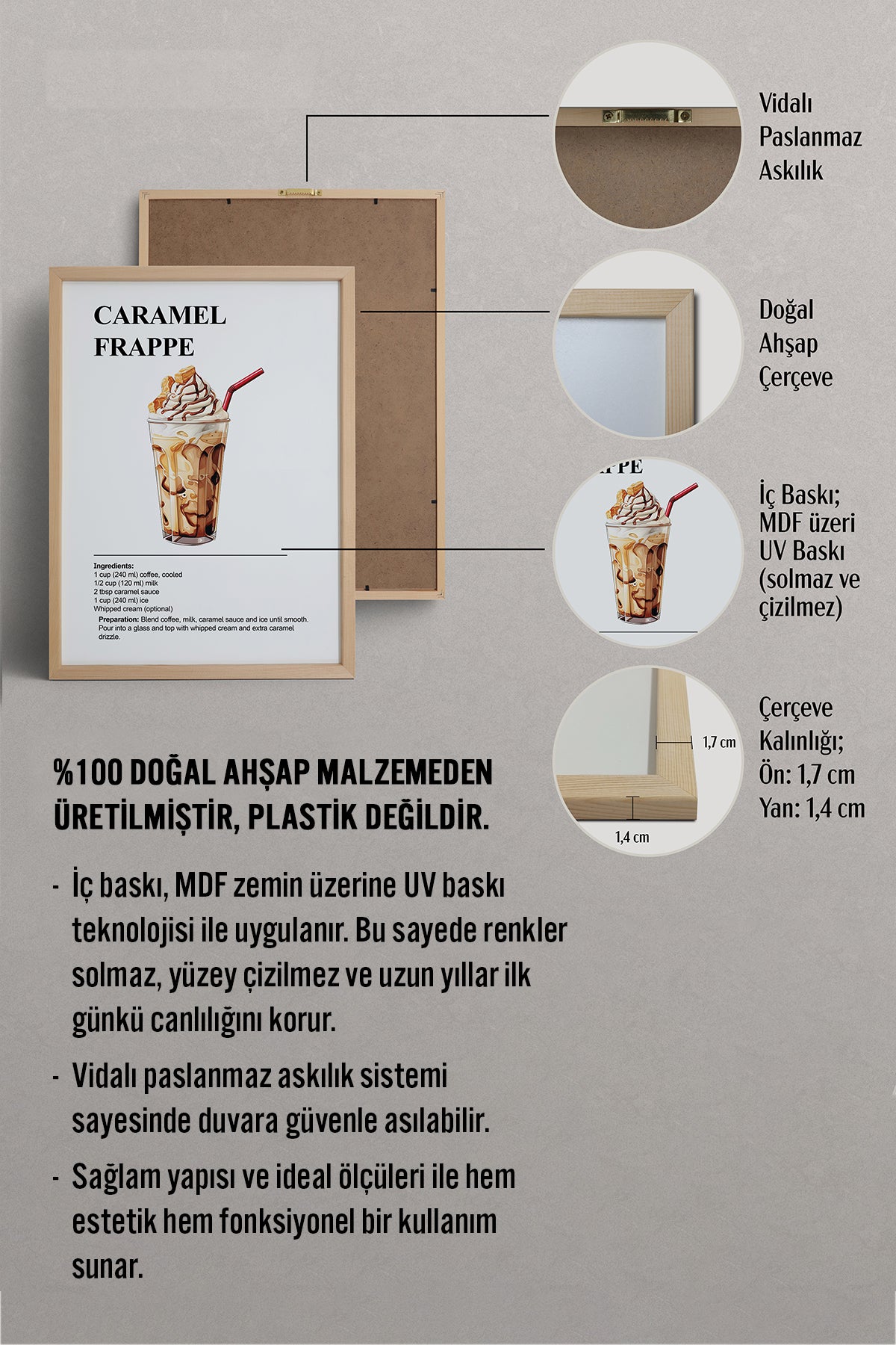 HOMEPACK Ahşap Çerçeveli Tablo Çerçeveli Poster Sanatsal Modern Duvar Dekoru TK-1303