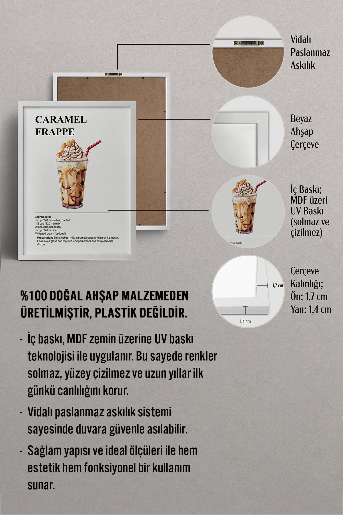HOMEPACK Ahşap Çerçeveli Tablo Çerçeveli Poster Sanatsal Modern Duvar Dekoru TK-1303