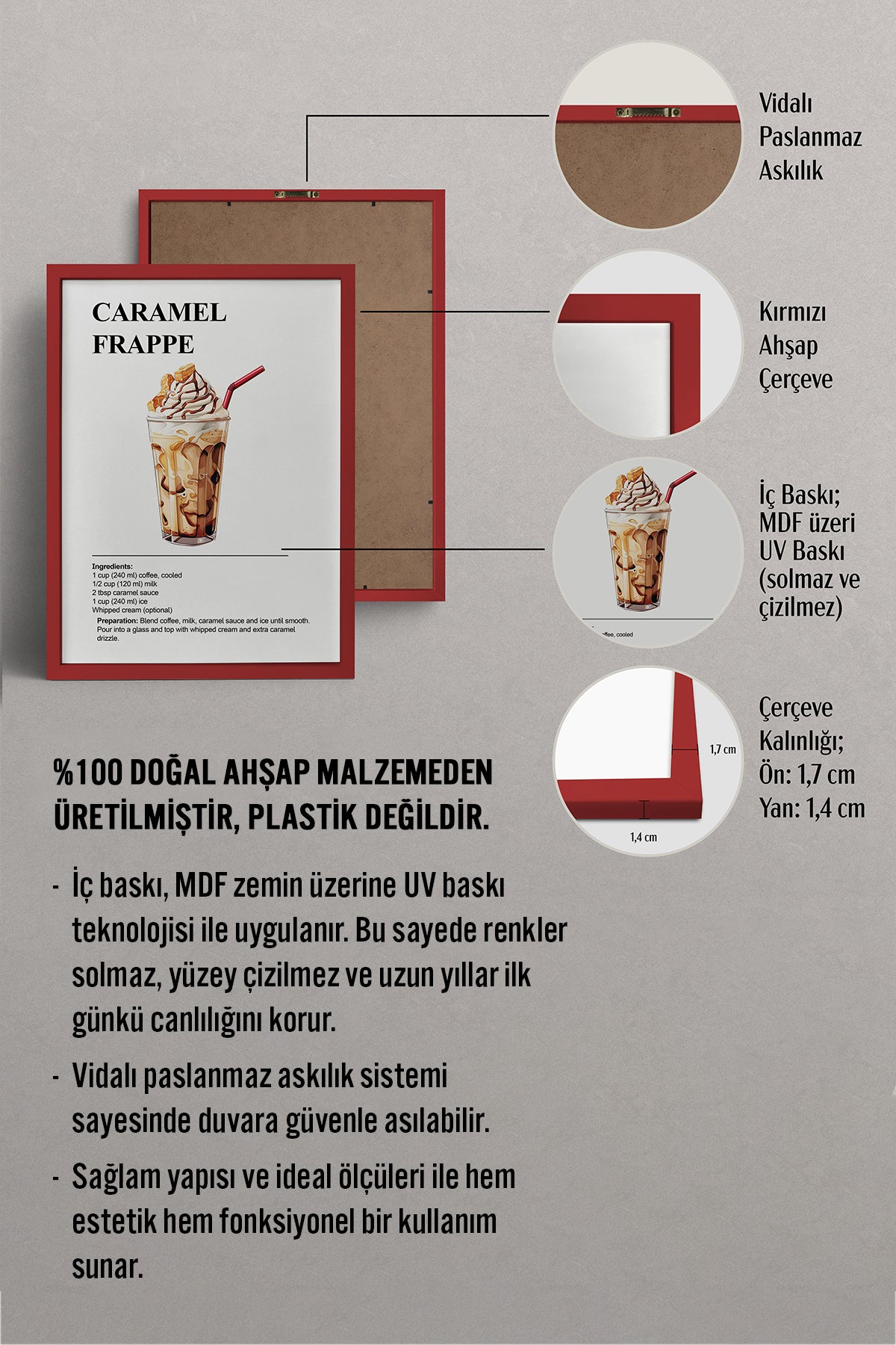 HOMEPACK Ahşap Çerçeveli Tablo Çerçeveli Poster Sanatsal Modern Duvar Dekoru TK-1303