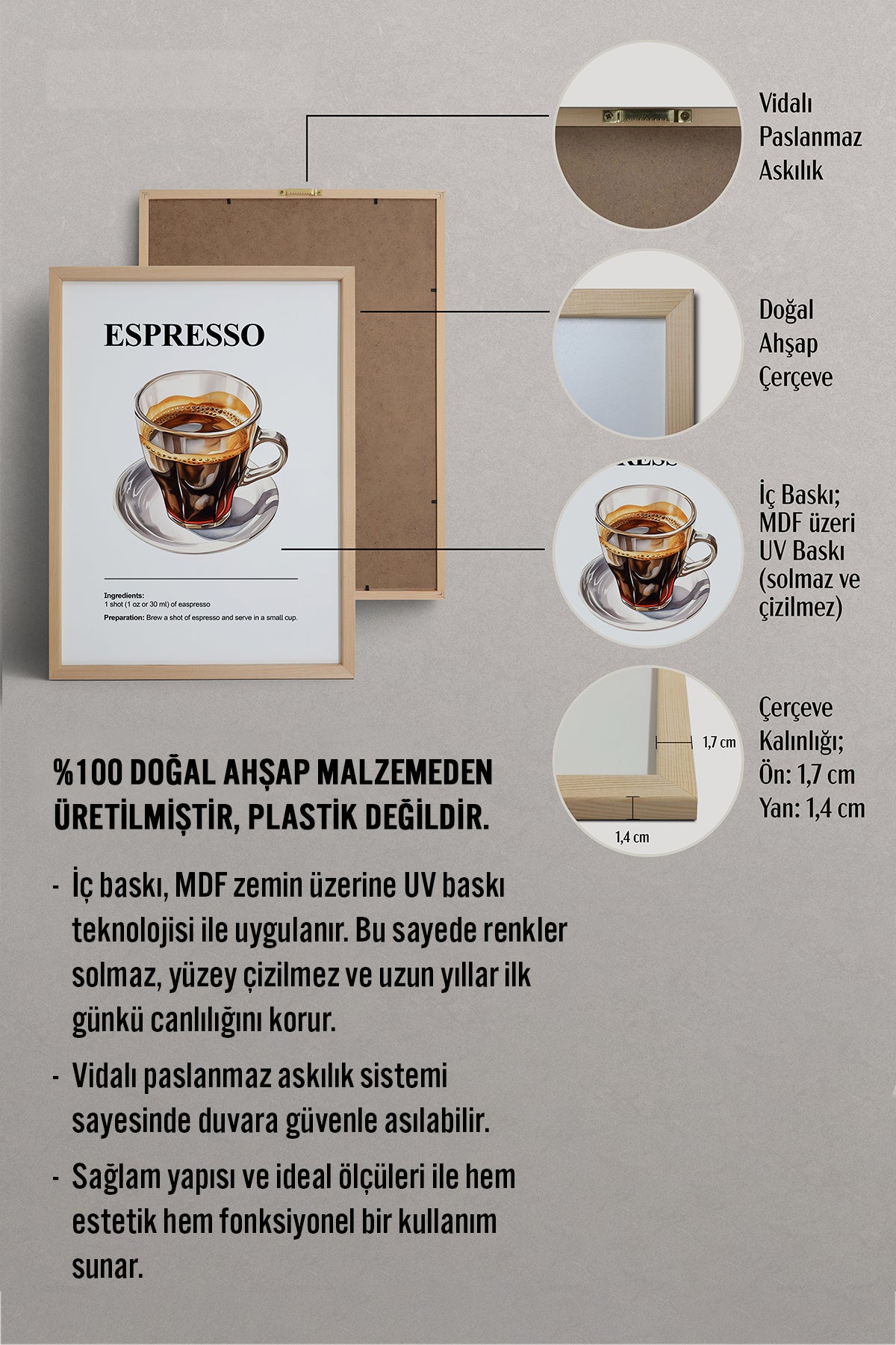 HOMEPACK Ahşap Çerçeveli Tablo Çerçeveli Poster Sanatsal Modern Duvar Dekoru TK-1304