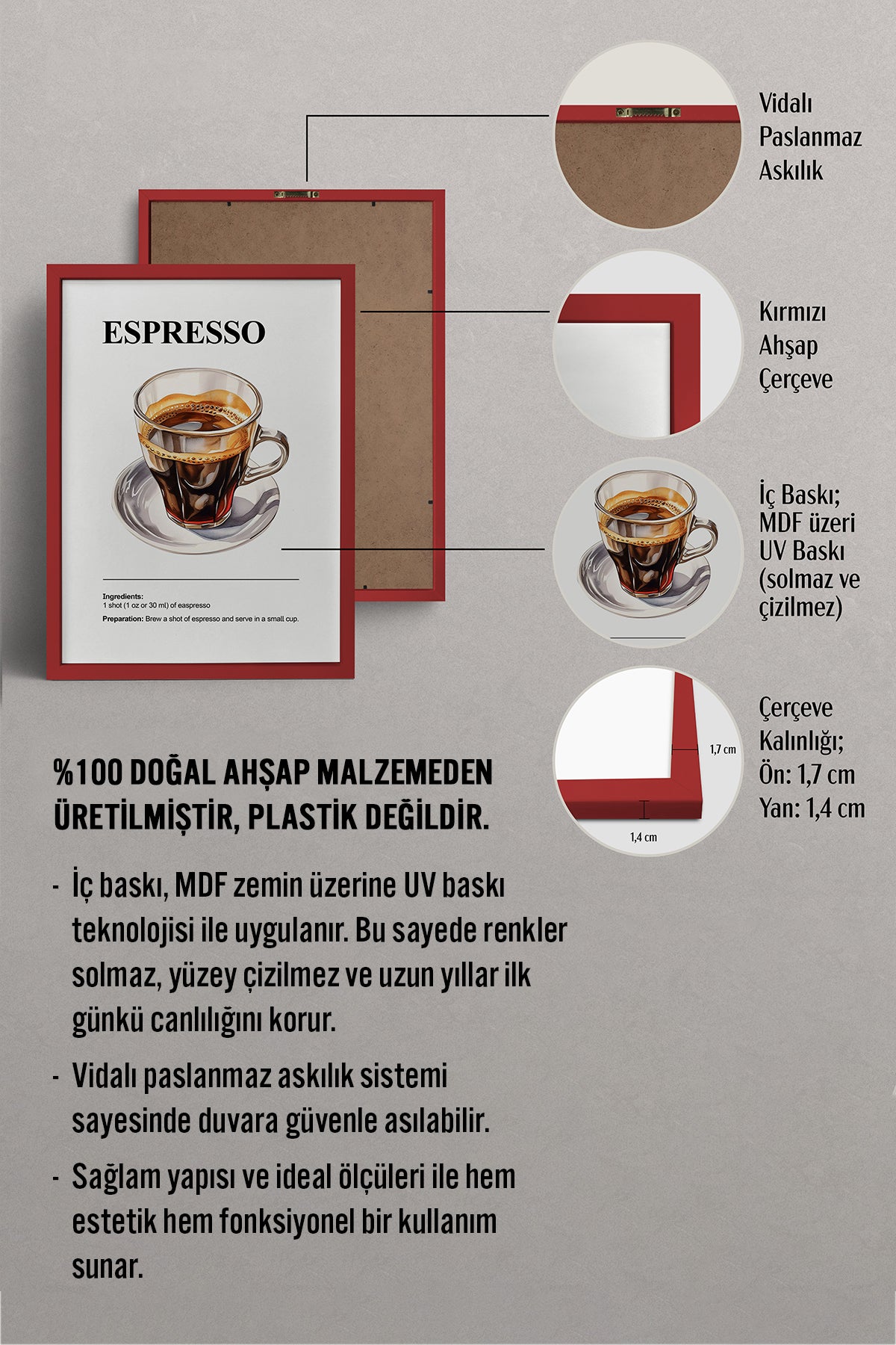 HOMEPACK Ahşap Çerçeveli Tablo Çerçeveli Poster Sanatsal Modern Duvar Dekoru TK-1304