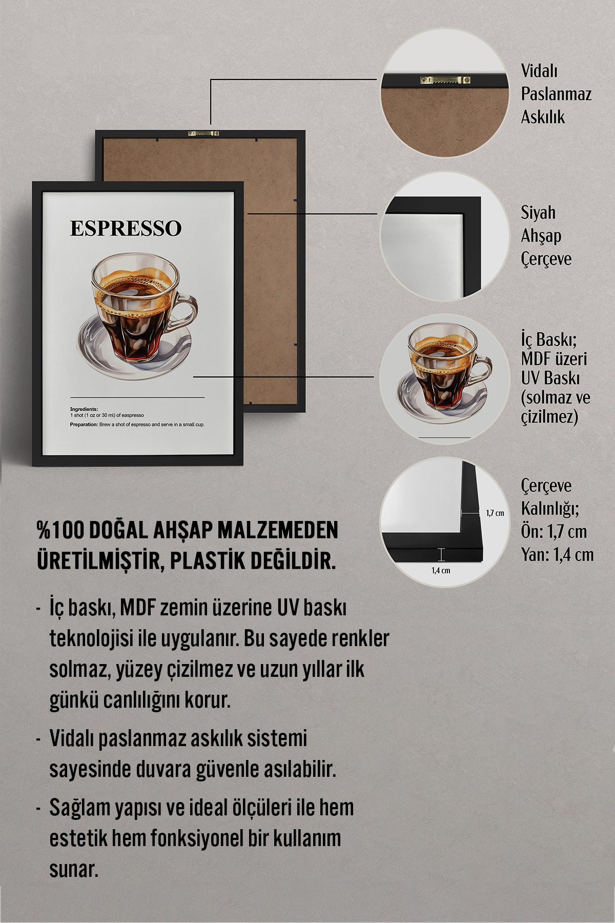 HOMEPACK Ahşap Çerçeveli Tablo Çerçeveli Poster Sanatsal Modern Duvar Dekoru TK-1304