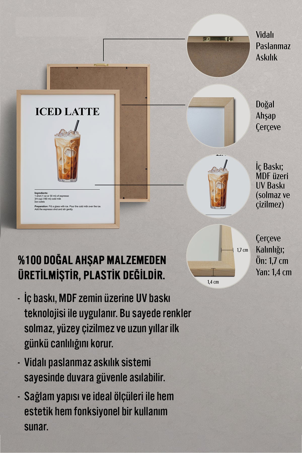 HOMEPACK Ahşap Çerçeveli Tablo Çerçeveli Poster Sanatsal Modern Duvar Dekoru TK-1305