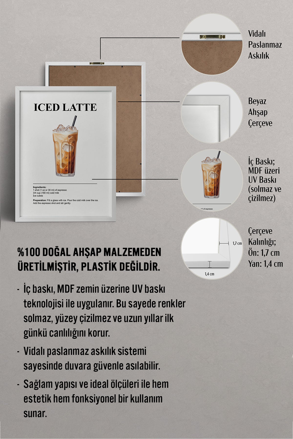 HOMEPACK Ahşap Çerçeveli Tablo Çerçeveli Poster Sanatsal Modern Duvar Dekoru TK-1305