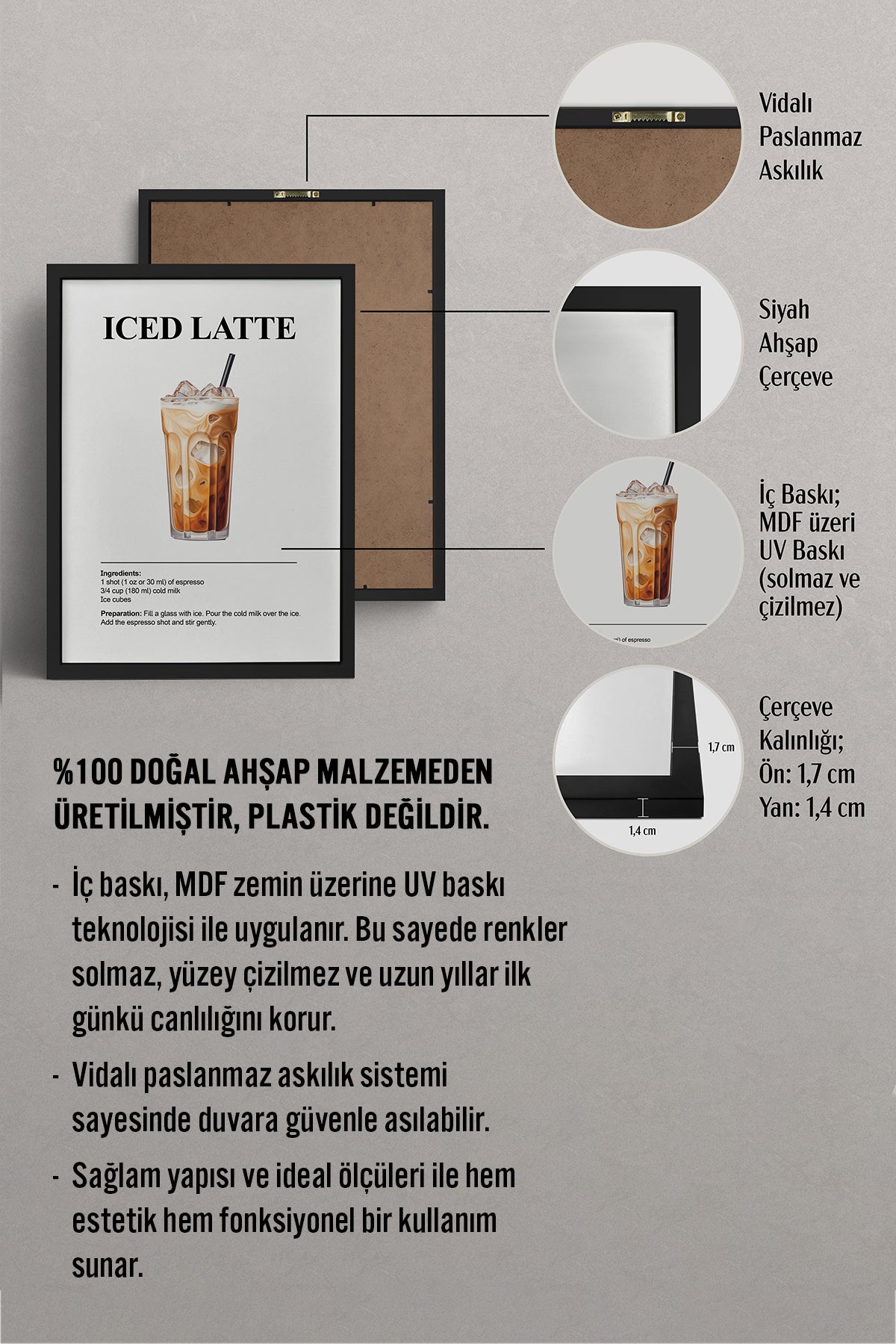 HOMEPACK Ahşap Çerçeveli Tablo Çerçeveli Poster Sanatsal Modern Duvar Dekoru TK-1305