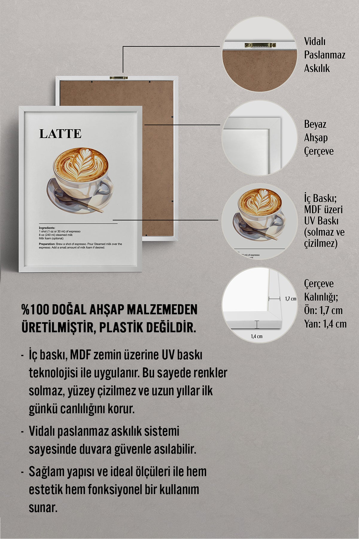 HOMEPACK Ahşap Çerçeveli Tablo Çerçeveli Poster Sanatsal Modern Duvar Dekoru TK-1307