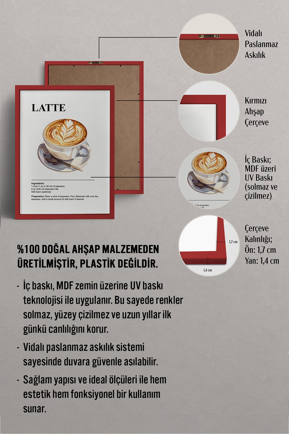 HOMEPACK Ahşap Çerçeveli Tablo Çerçeveli Poster Sanatsal Modern Duvar Dekoru TK-1307