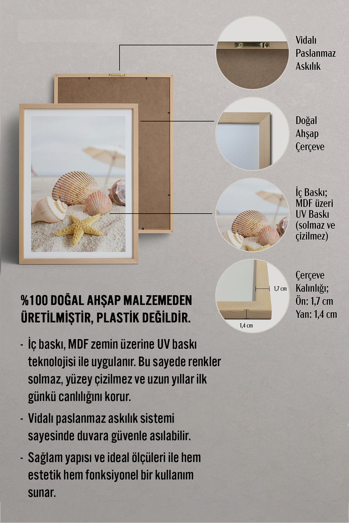 HOMEPACK Ahşap Çerçeveli Tablo Çerçeveli Poster Sanatsal Modern Duvar Dekoru TK-1325