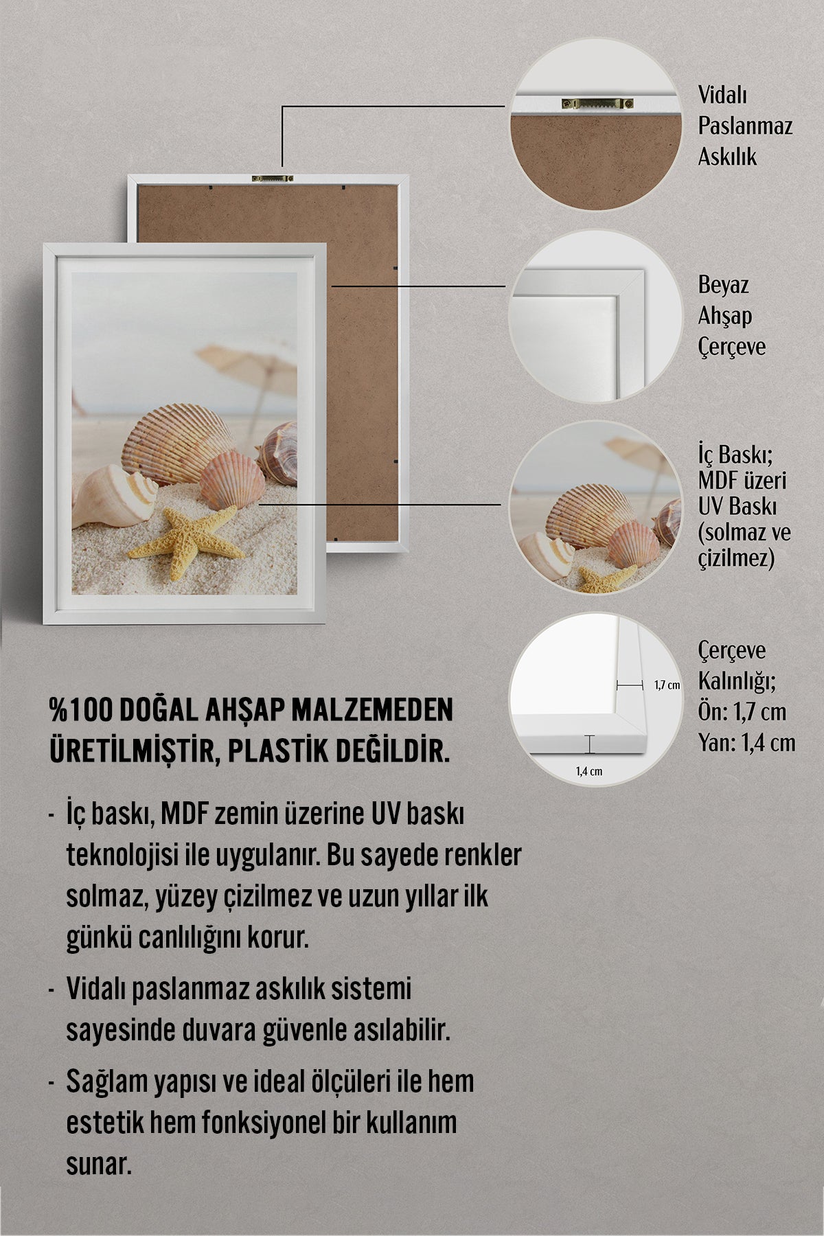 HOMEPACK Ahşap Çerçeveli Tablo Çerçeveli Poster Sanatsal Modern Duvar Dekoru TK-1325