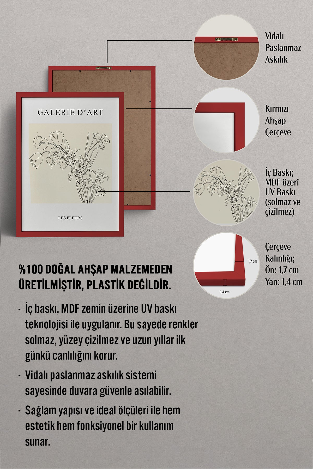 HOMEPACK Ahşap Çerçeveli Tablo Çerçeveli Poster Sanatsal Modern Duvar Dekoru TK-1389