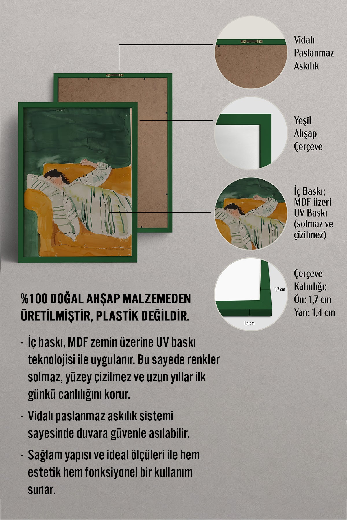 HOMEPACK Ahşap Çerçeveli Tablo Çerçeveli Poster Sanatsal Modern Duvar Dekoru TK-1390