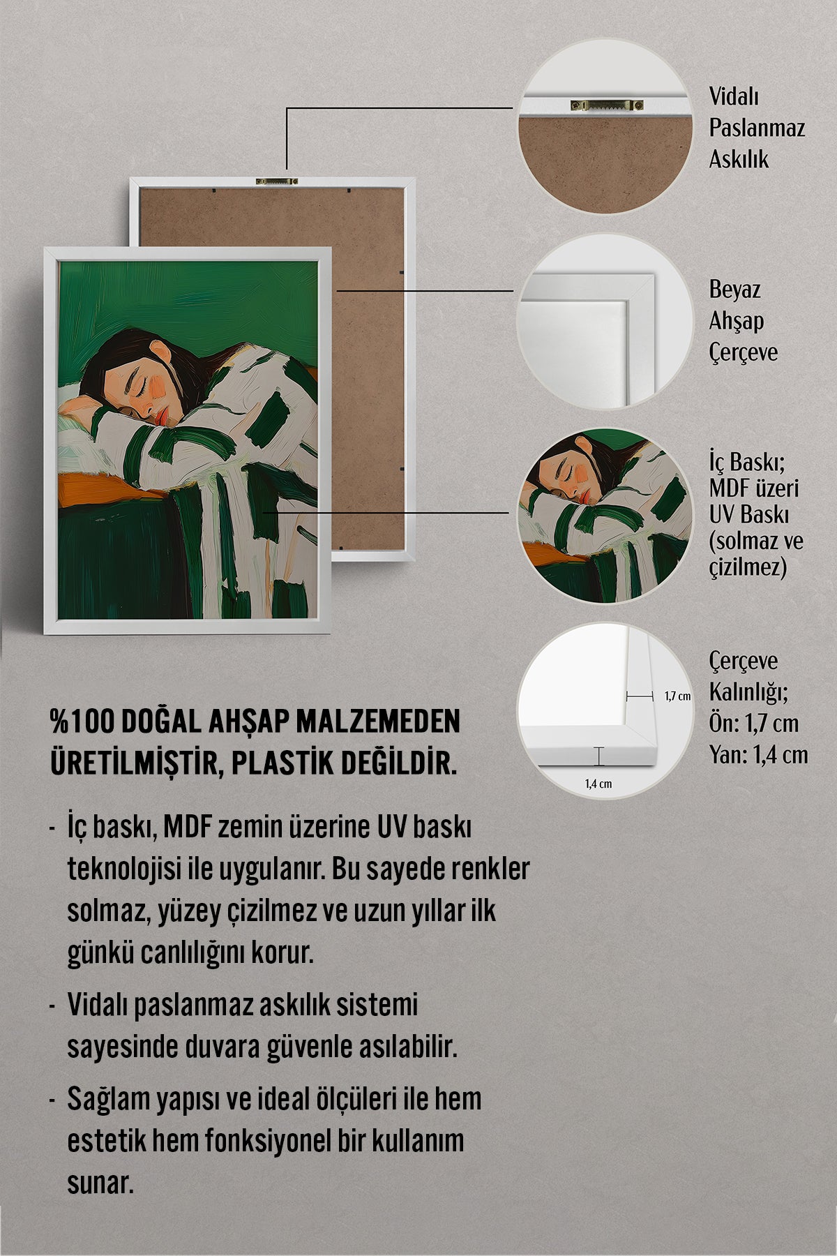 HOMEPACK Ahşap Çerçeveli Tablo Çerçeveli Poster Sanatsal Modern Duvar Dekoru TK-1392