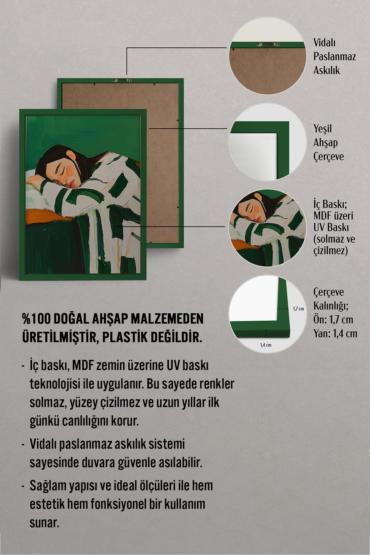 HOMEPACK Ahşap Çerçeveli Tablo Çerçeveli Poster Sanatsal Modern Duvar Dekoru TK-1392