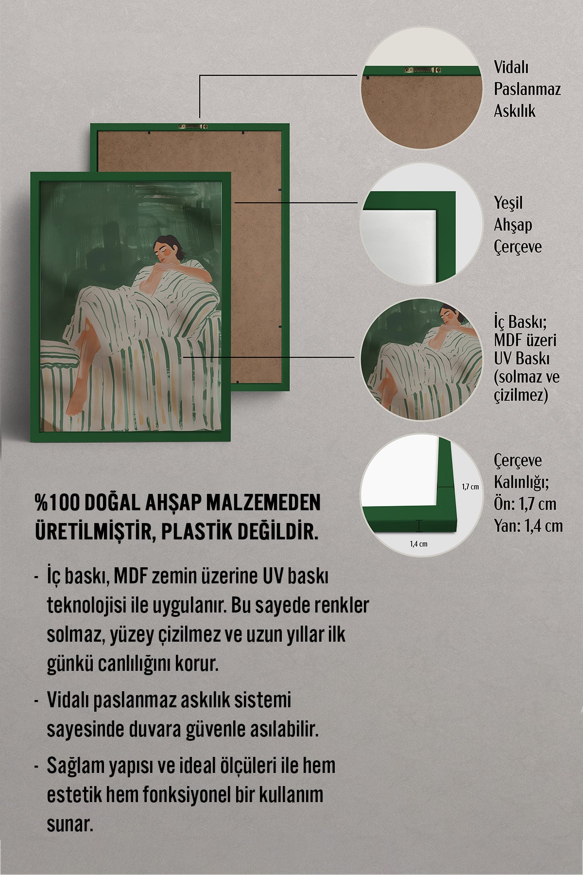 HOMEPACK Ahşap Çerçeveli Tablo Çerçeveli Poster Sanatsal Modern Duvar Dekoru TK-1395