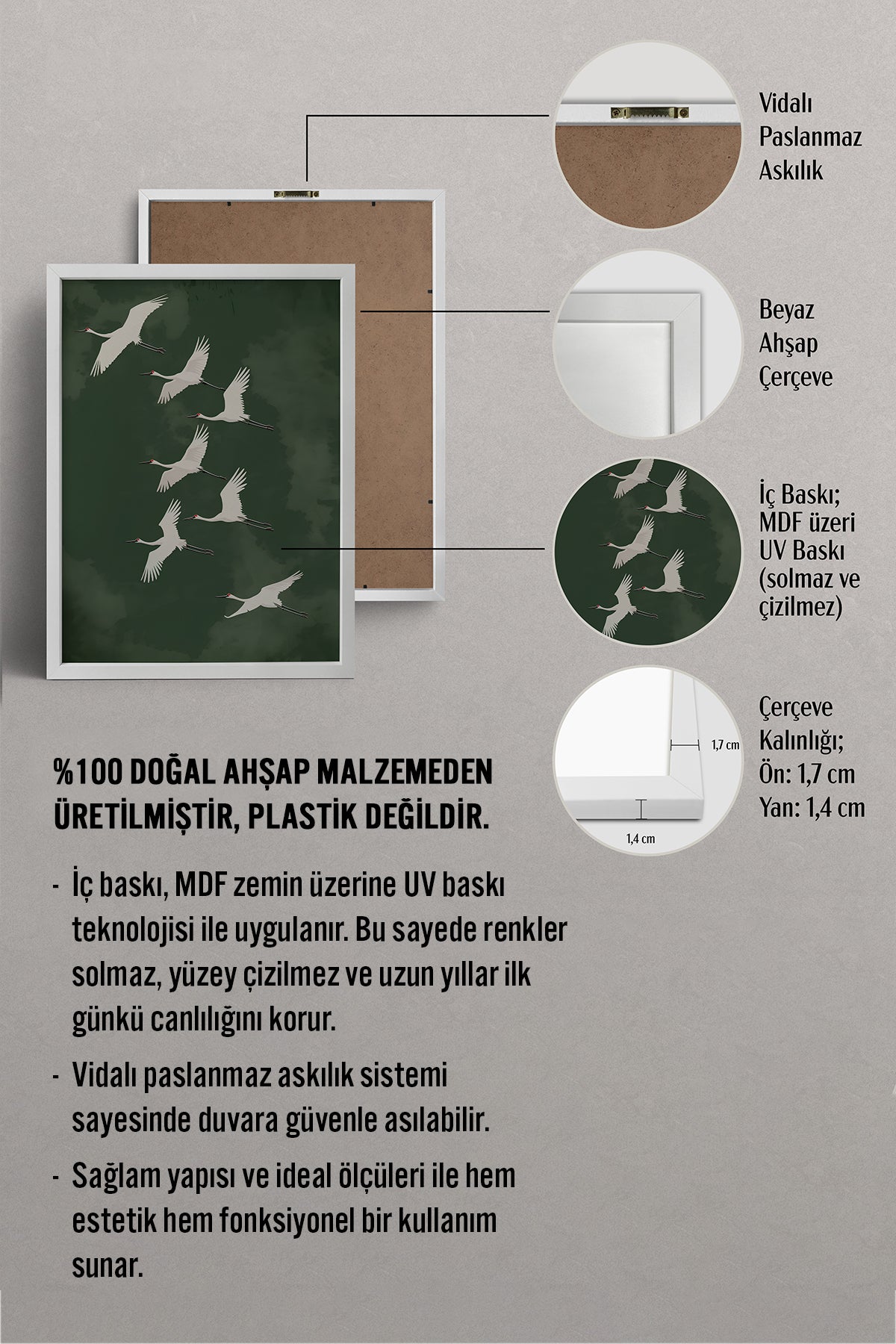 HOMEPACK Ahşap Çerçeveli Tablo Çerçeveli Poster Sanatsal Modern Duvar Dekoru TK-1396