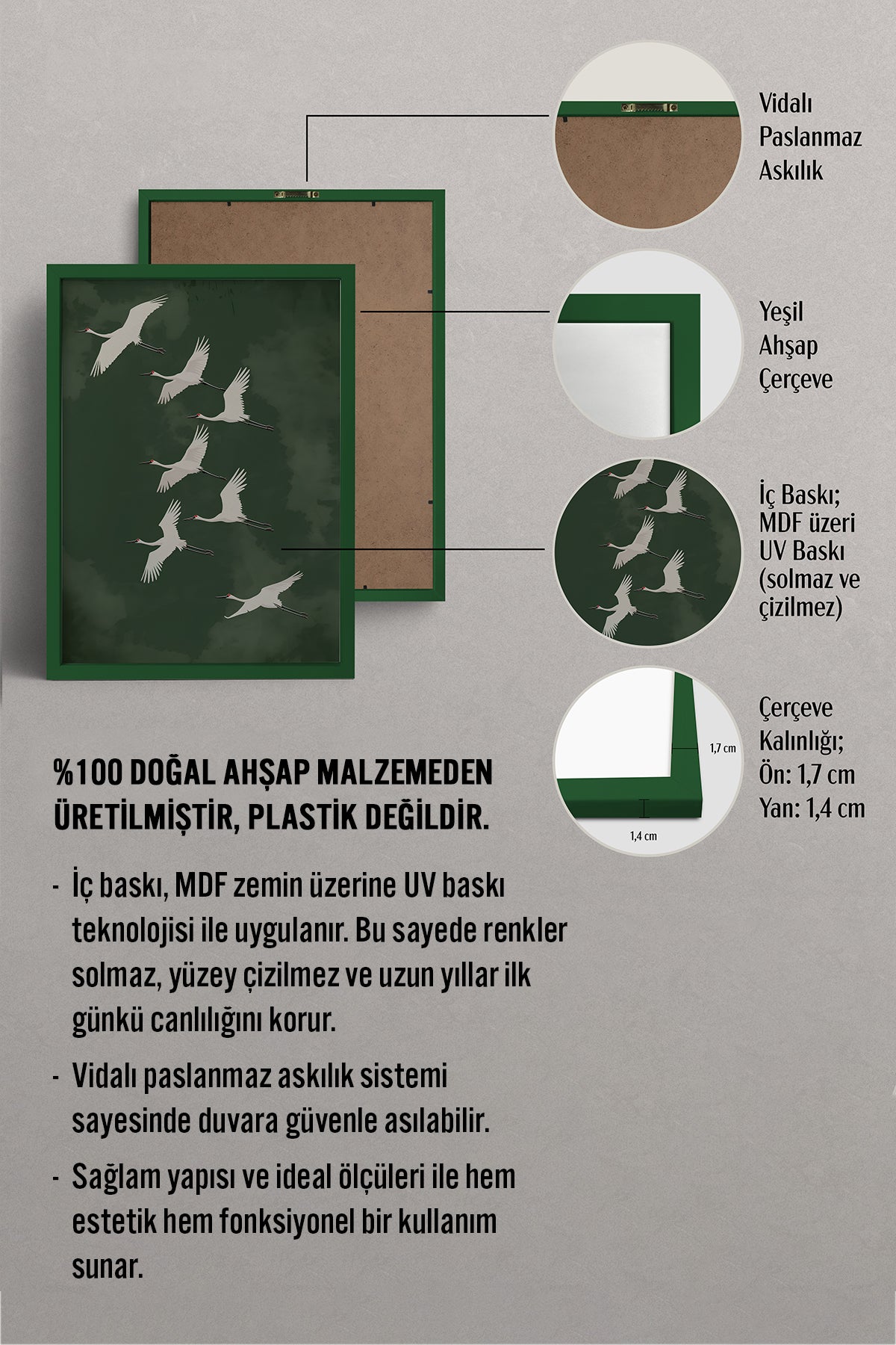 HOMEPACK Ahşap Çerçeveli Tablo Çerçeveli Poster Sanatsal Modern Duvar Dekoru TK-1396