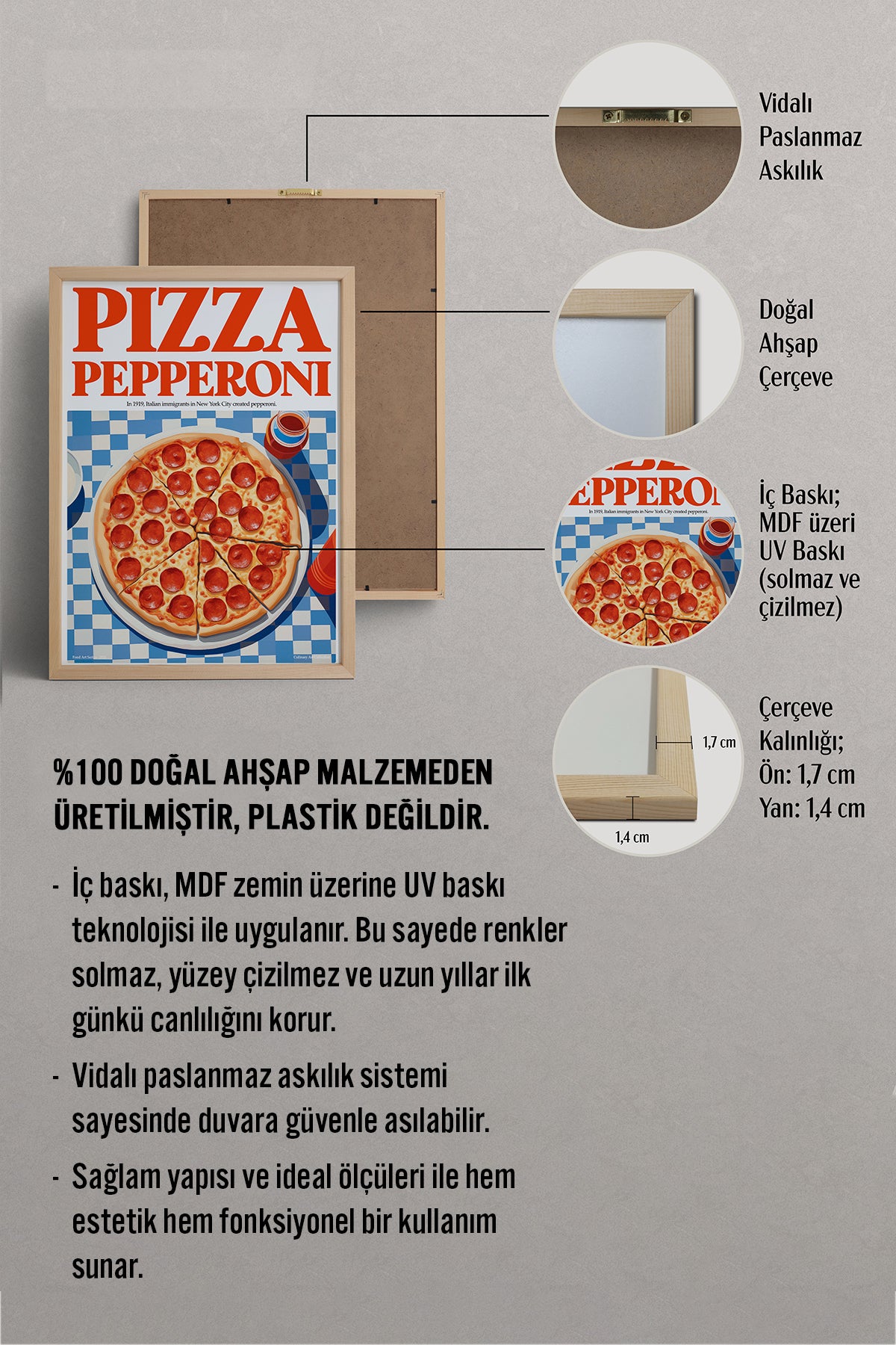 HOMEPACK Ahşap Çerçeveli Tablo Çerçeveli Poster Sanatsal Modern Duvar Dekoru TK-1399