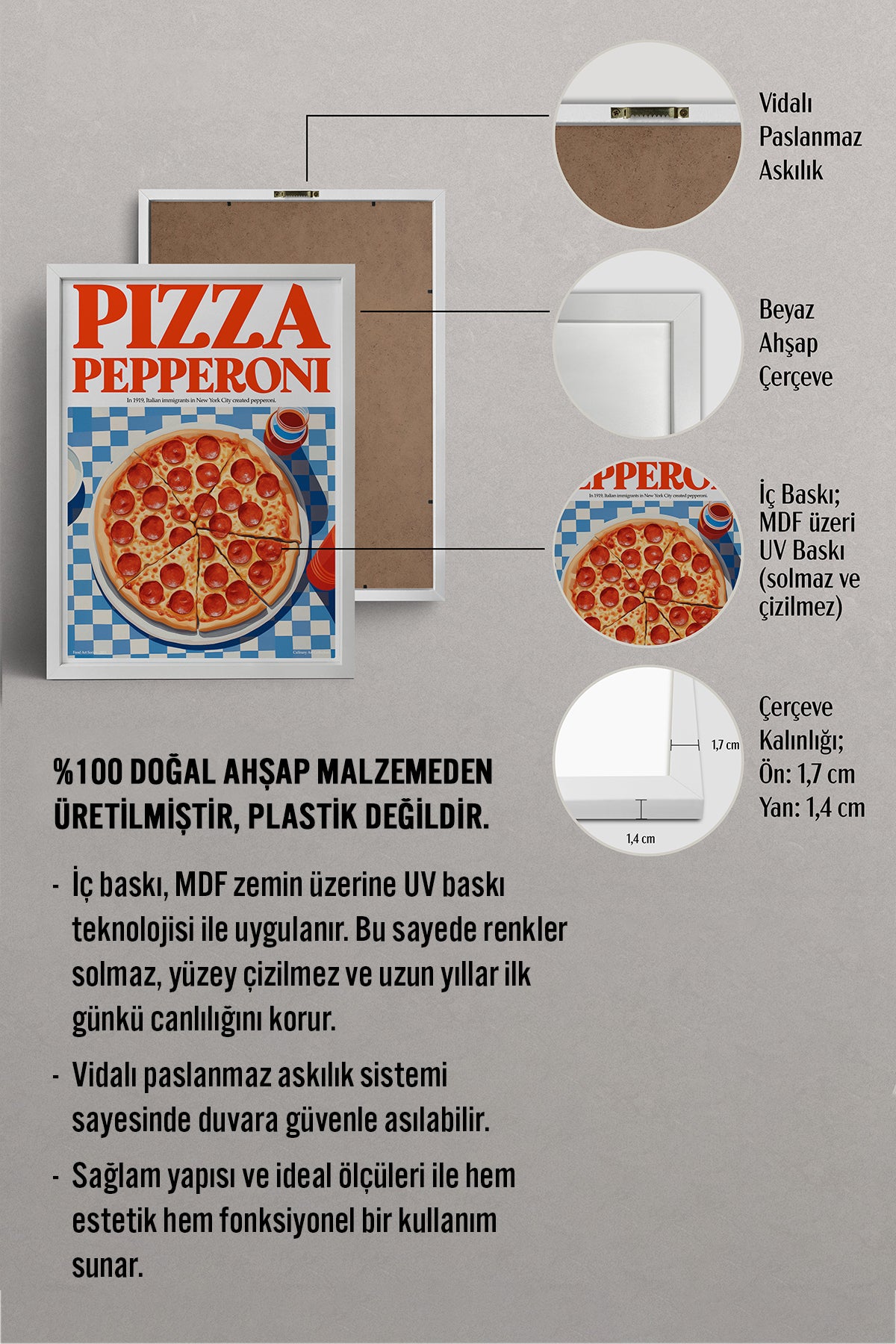 HOMEPACK Ahşap Çerçeveli Tablo Çerçeveli Poster Sanatsal Modern Duvar Dekoru TK-1399