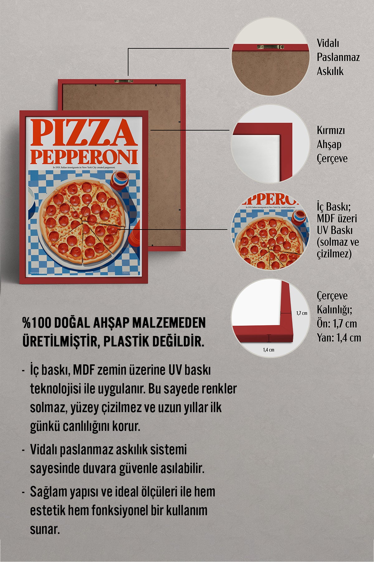 HOMEPACK Ahşap Çerçeveli Tablo Çerçeveli Poster Sanatsal Modern Duvar Dekoru TK-1399