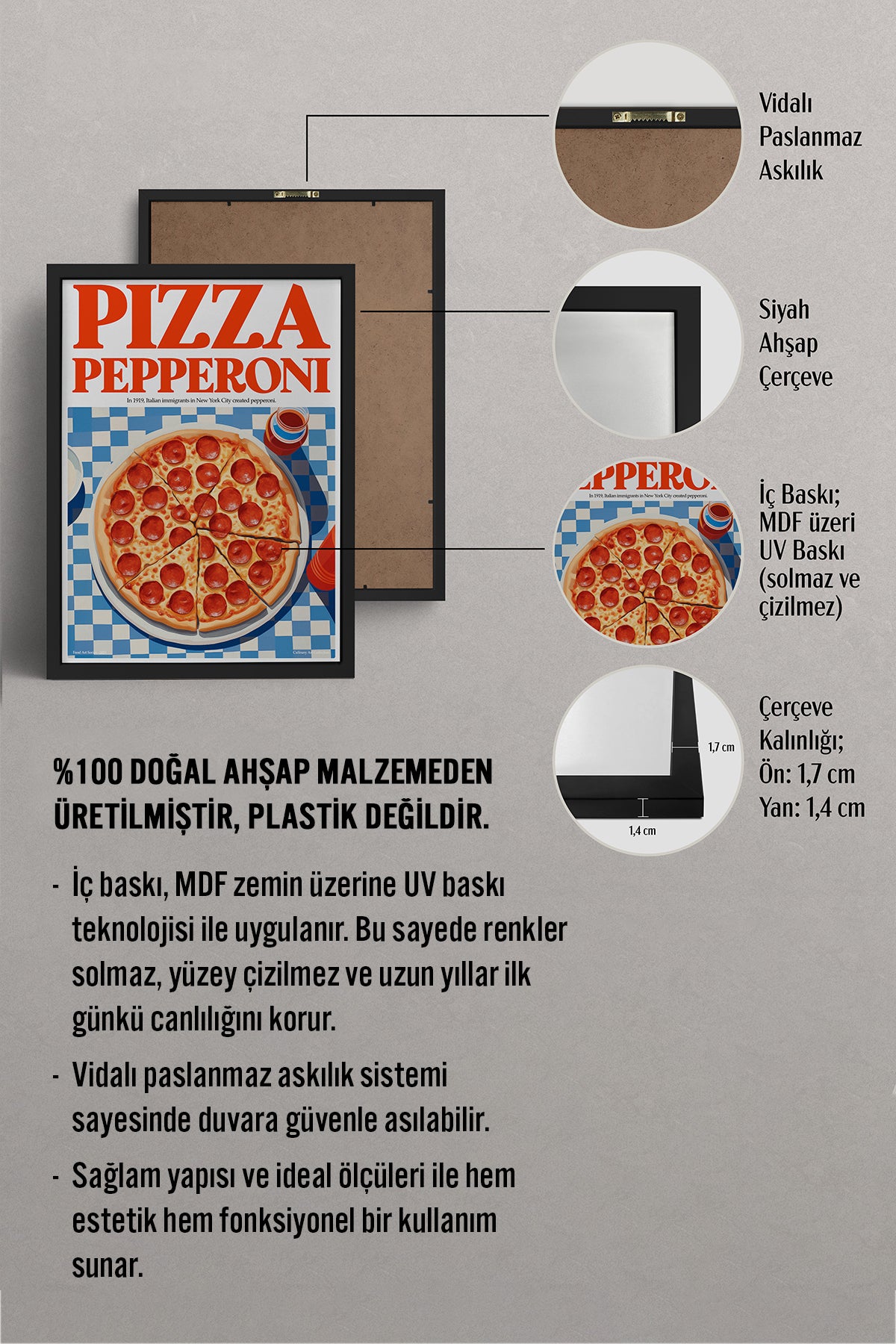 HOMEPACK Ahşap Çerçeveli Tablo Çerçeveli Poster Sanatsal Modern Duvar Dekoru TK-1399