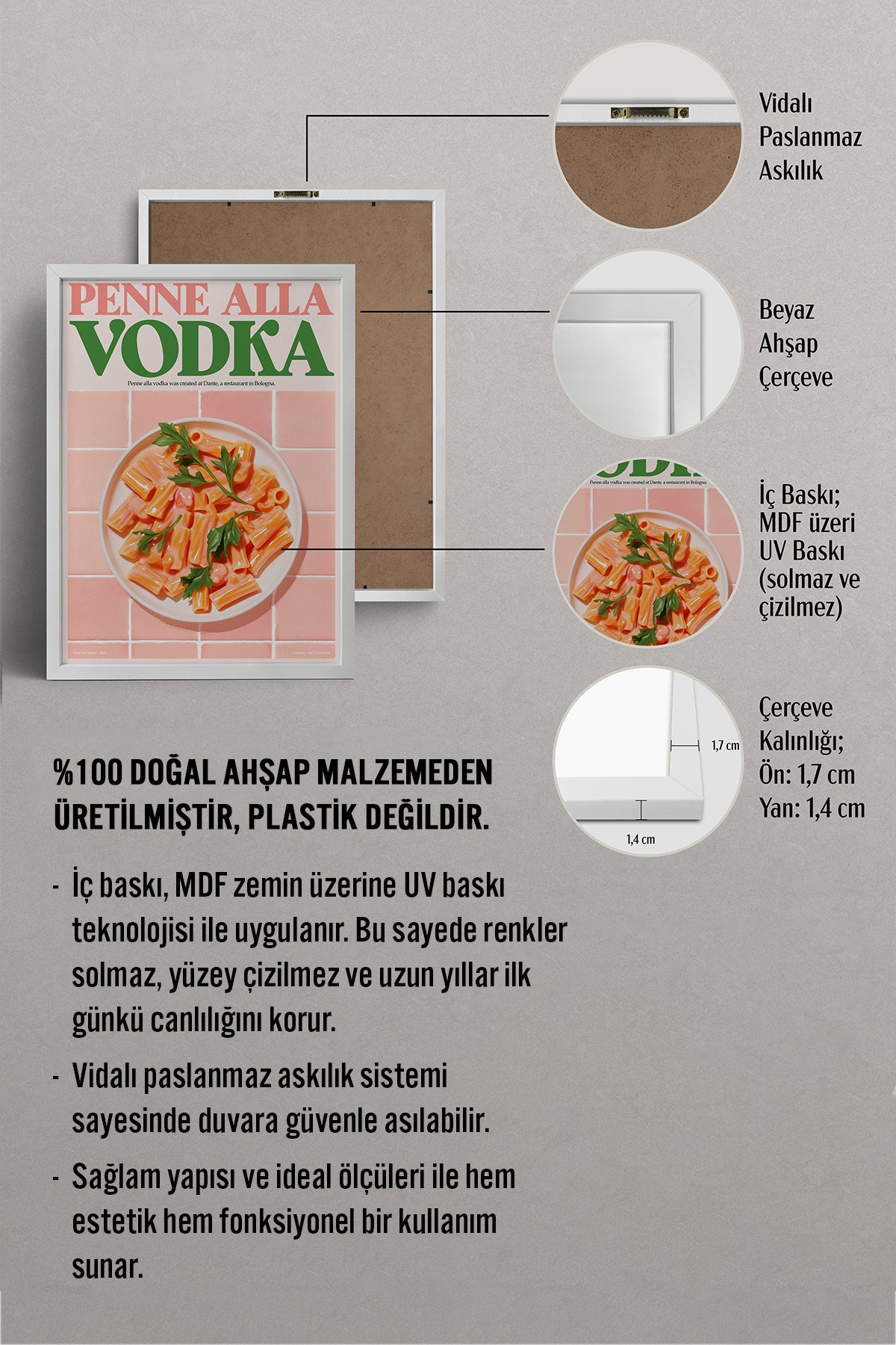HOMEPACK Ahşap Çerçeveli Tablo Çerçeveli Poster Sanatsal Modern Duvar Dekoru TK-1401