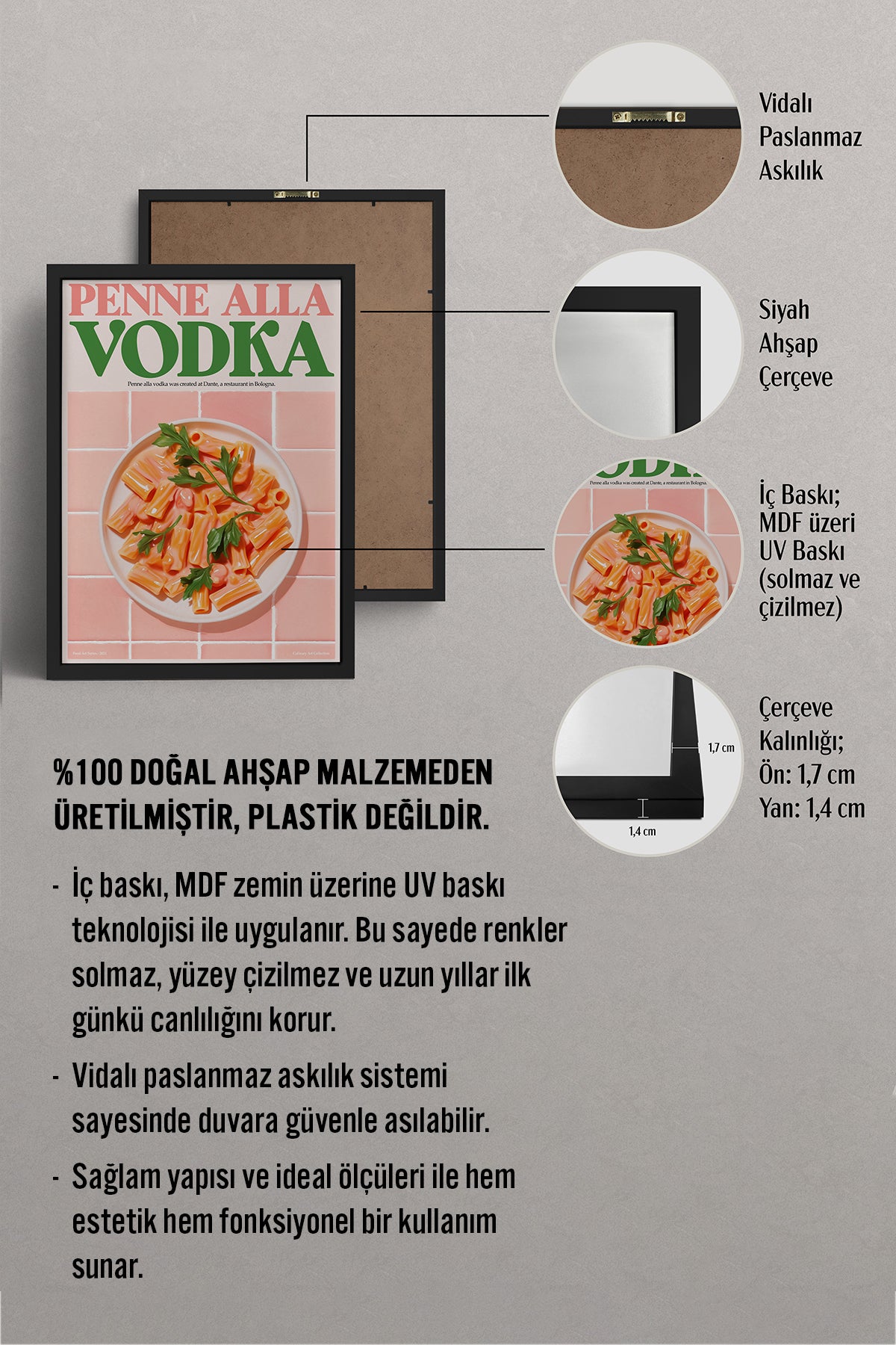 HOMEPACK Ahşap Çerçeveli Tablo Çerçeveli Poster Sanatsal Modern Duvar Dekoru TK-1401