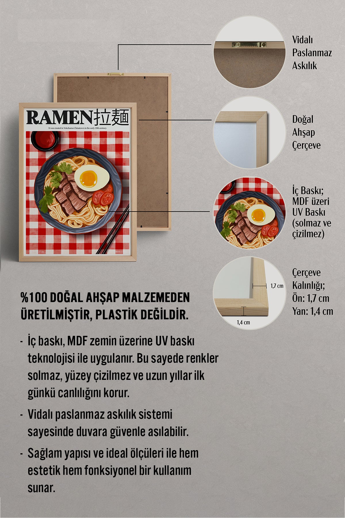 HOMEPACK Ahşap Çerçeveli Tablo Çerçeveli Poster Sanatsal Modern Duvar Dekoru TK-1402