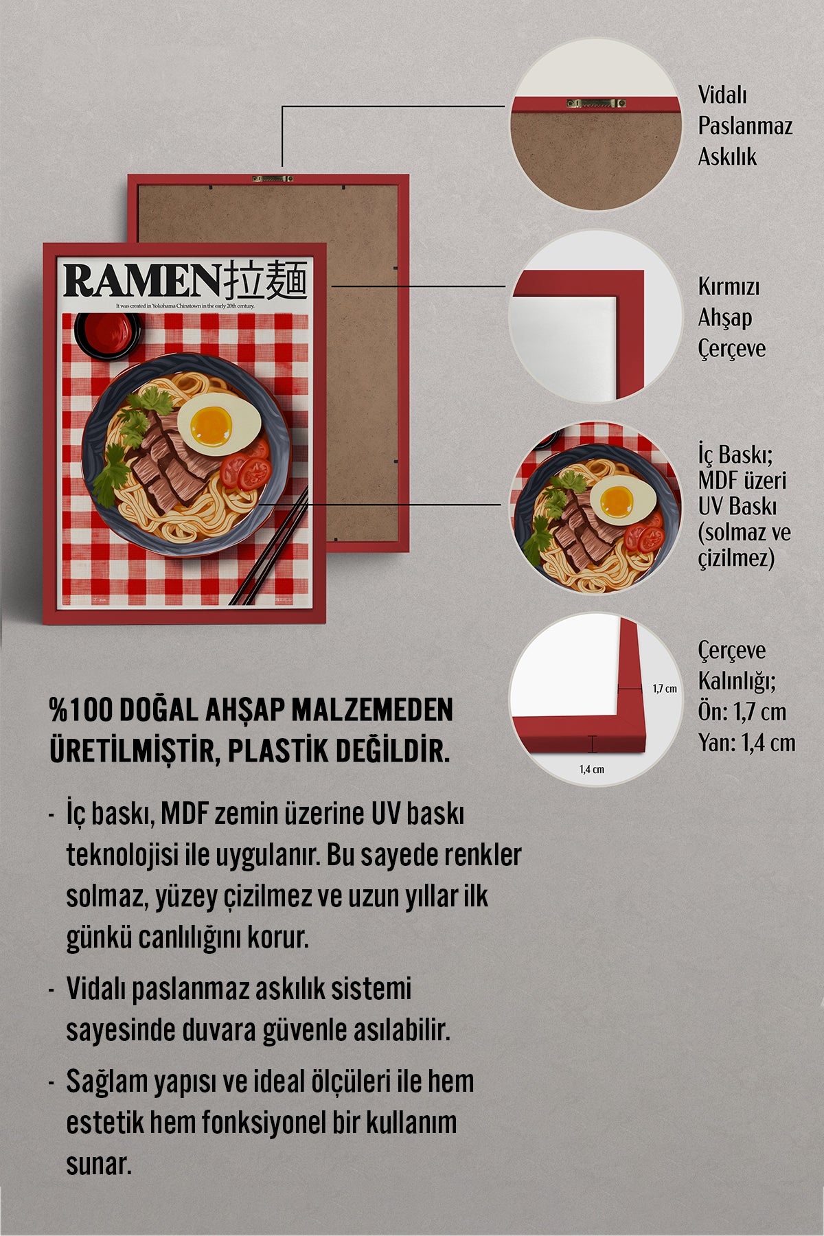 HOMEPACK Ahşap Çerçeveli Tablo Çerçeveli Poster Sanatsal Modern Duvar Dekoru TK-1402