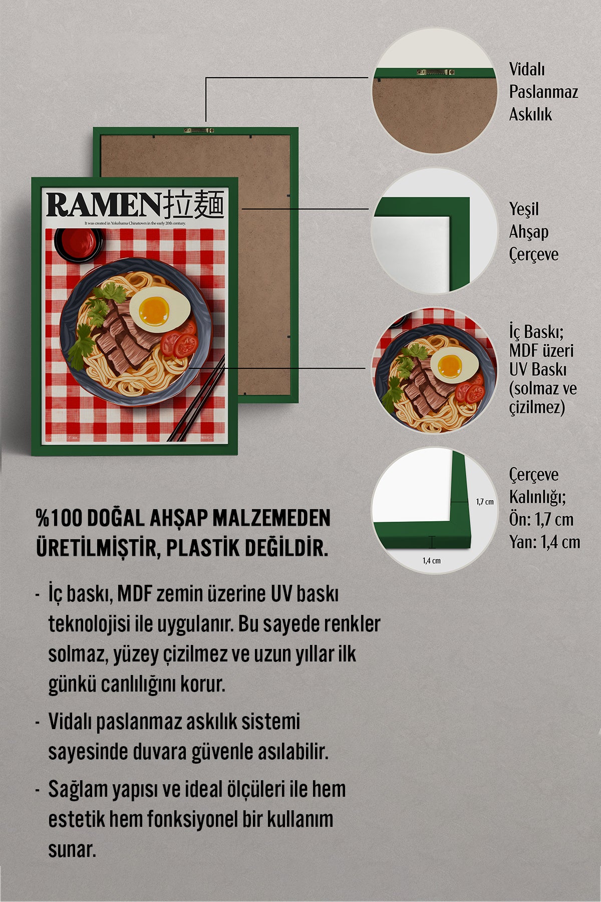 HOMEPACK Ahşap Çerçeveli Tablo Çerçeveli Poster Sanatsal Modern Duvar Dekoru TK-1402