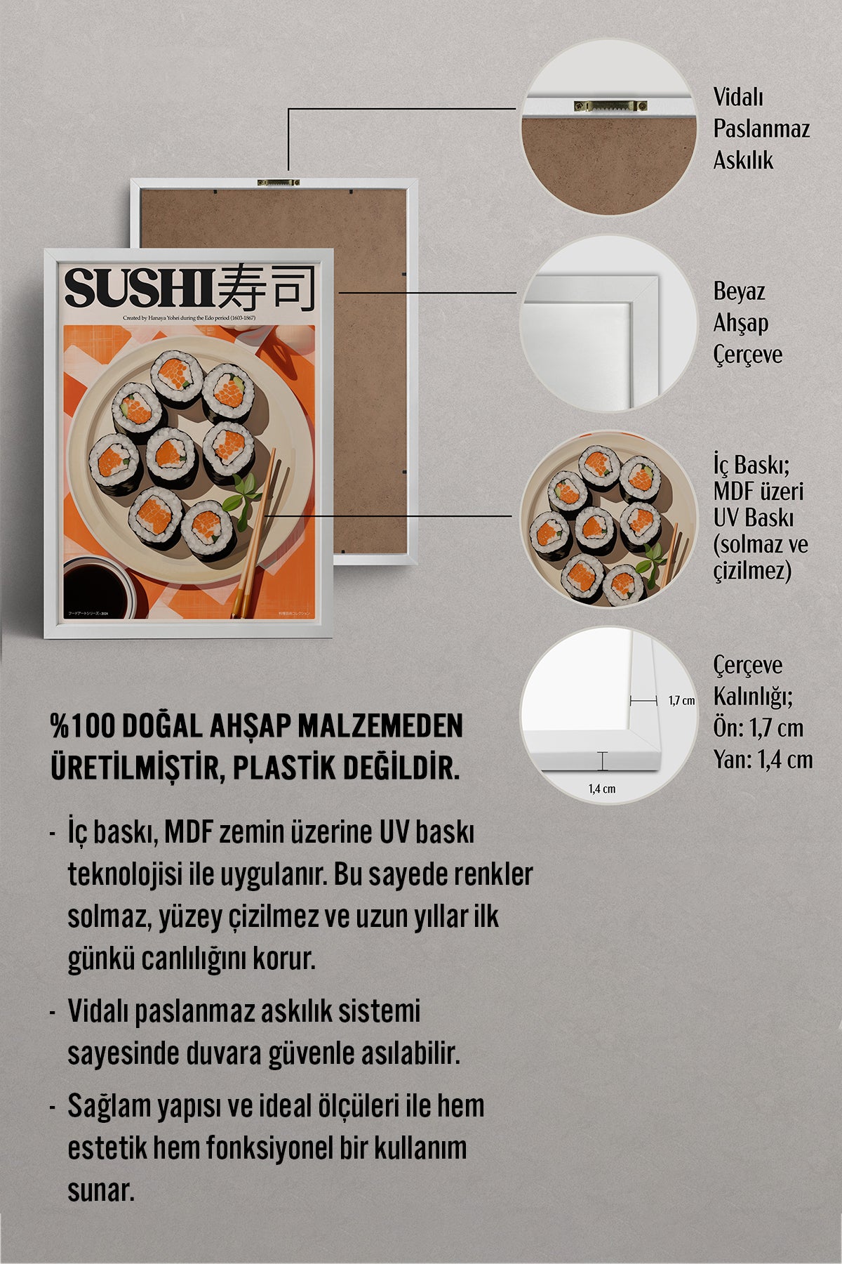 HOMEPACK Ahşap Çerçeveli Tablo Çerçeveli Poster Sanatsal Modern Duvar Dekoru TK-1403