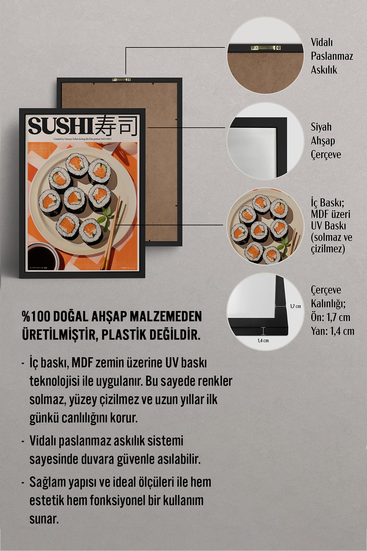 HOMEPACK Ahşap Çerçeveli Tablo Çerçeveli Poster Sanatsal Modern Duvar Dekoru TK-1403