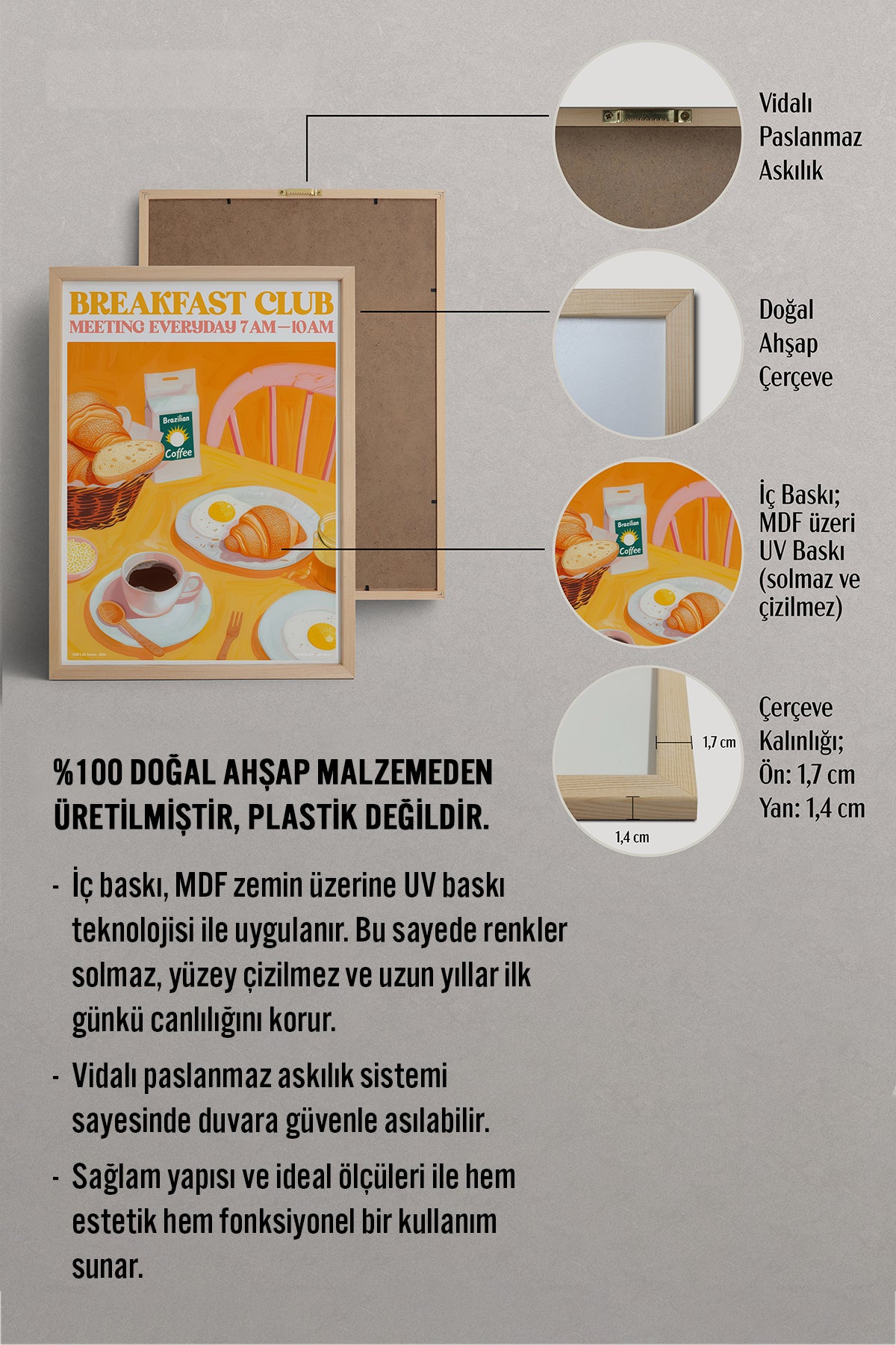 HOMEPACK Ahşap Çerçeveli Tablo Çerçeveli Poster Sanatsal Modern Duvar Dekoru TK-1404