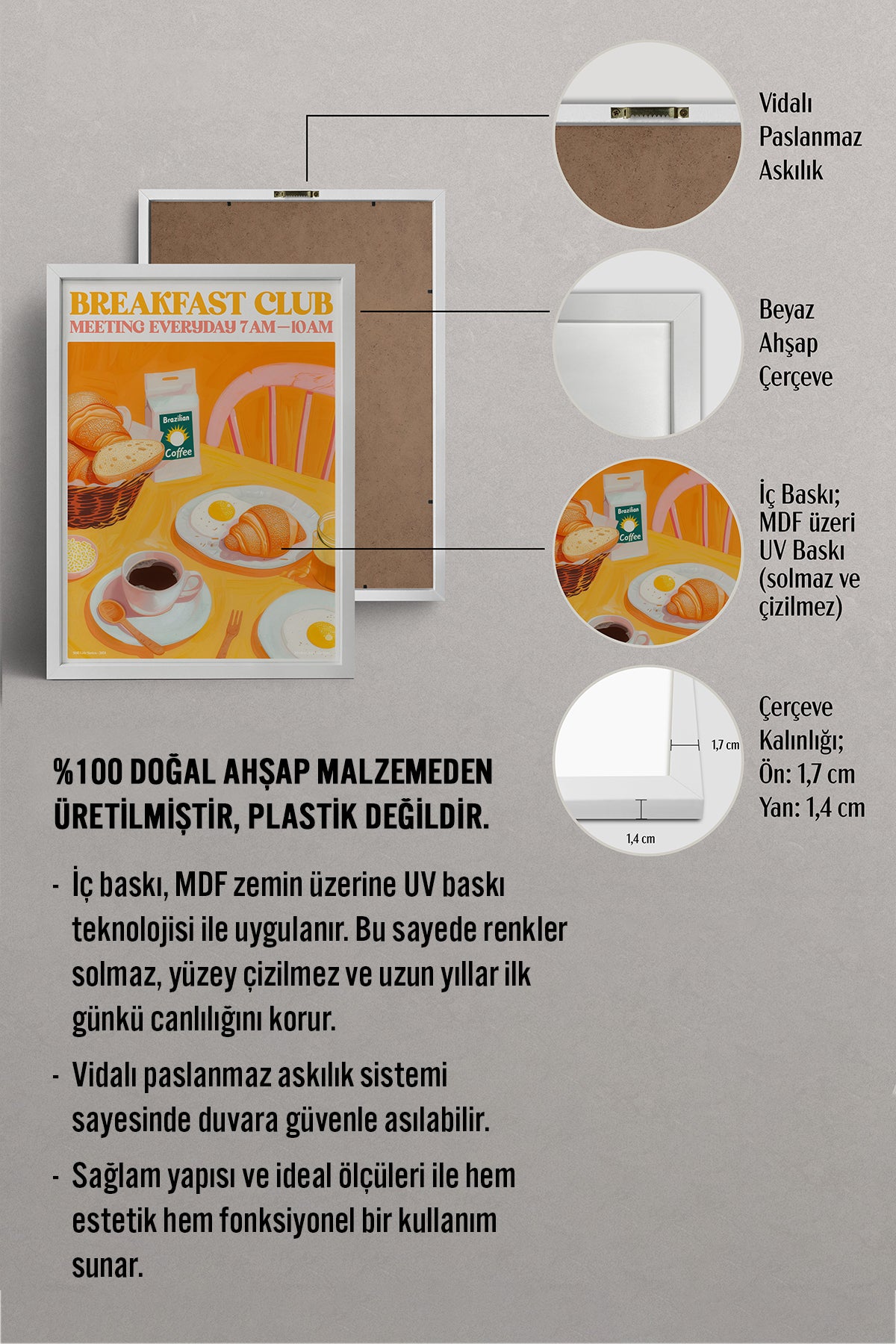 HOMEPACK Ahşap Çerçeveli Tablo Çerçeveli Poster Sanatsal Modern Duvar Dekoru TK-1404