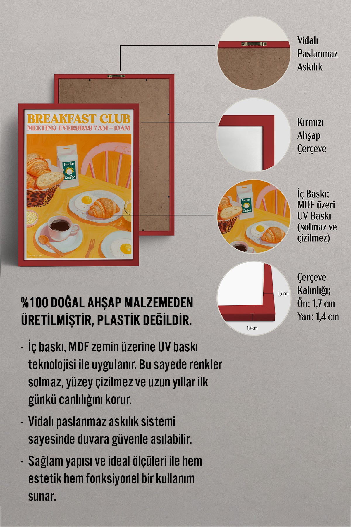 HOMEPACK Ahşap Çerçeveli Tablo Çerçeveli Poster Sanatsal Modern Duvar Dekoru TK-1404