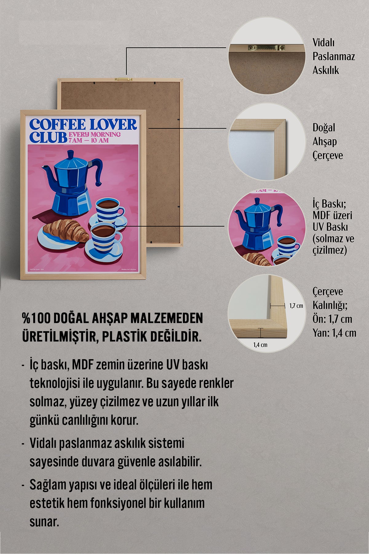 HOMEPACK Ahşap Çerçeveli Tablo Çerçeveli Poster Sanatsal Modern Duvar Dekoru TK-1405
