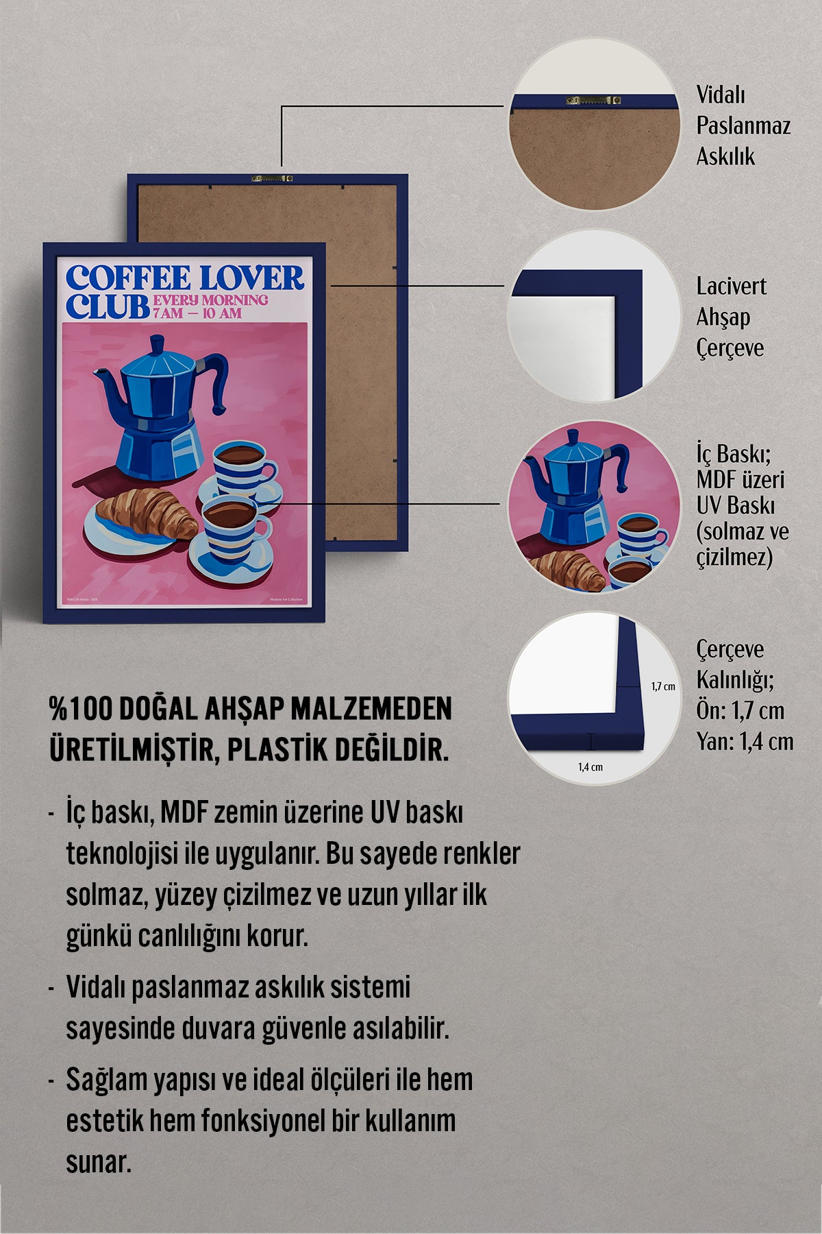 HOMEPACK Ahşap Çerçeveli Tablo Çerçeveli Poster Sanatsal Modern Duvar Dekoru TK-1405