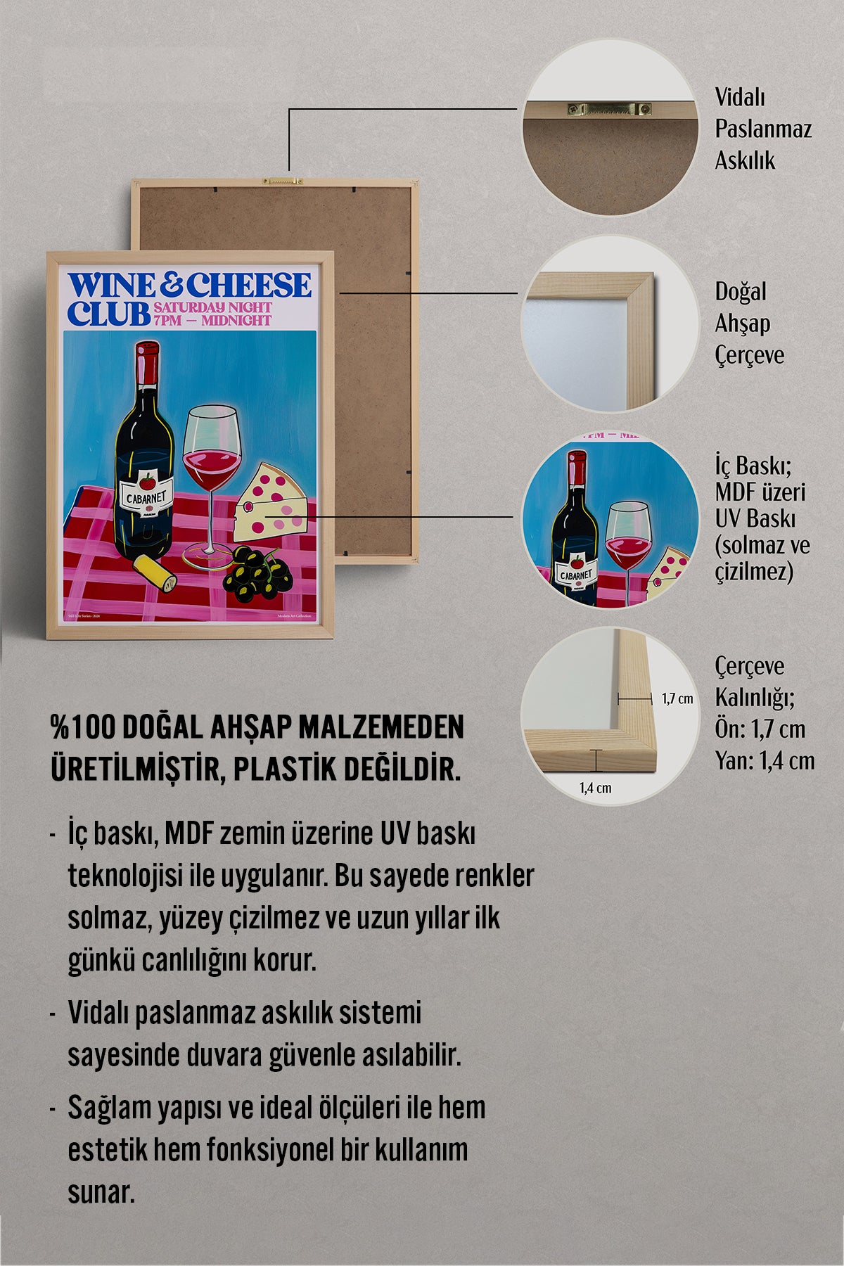 HOMEPACK Ahşap Çerçeveli Tablo Çerçeveli Poster Sanatsal Modern Duvar Dekoru TK-1407