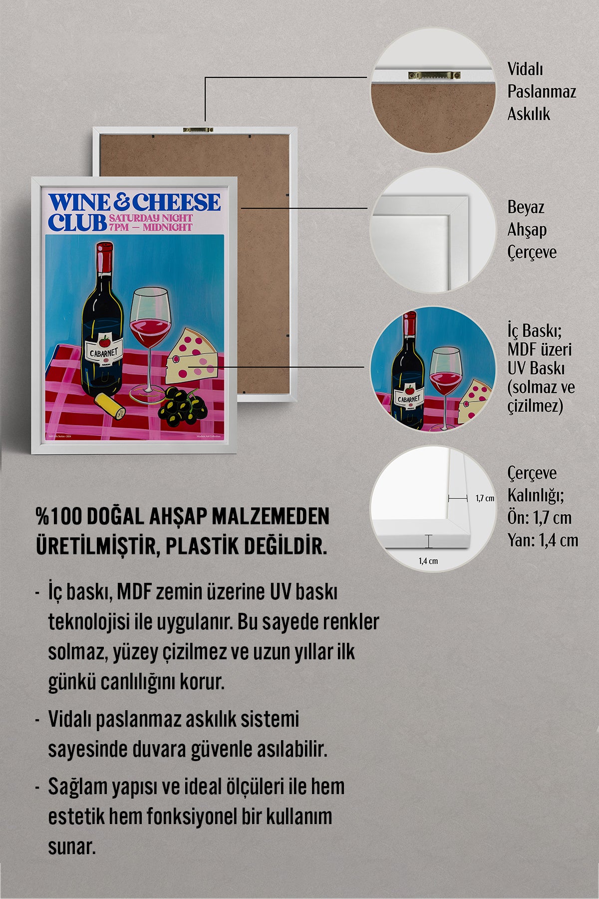 HOMEPACK Ahşap Çerçeveli Tablo Çerçeveli Poster Sanatsal Modern Duvar Dekoru TK-1407