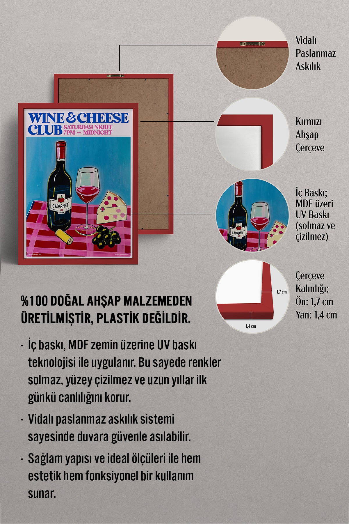 HOMEPACK Ahşap Çerçeveli Tablo Çerçeveli Poster Sanatsal Modern Duvar Dekoru TK-1407