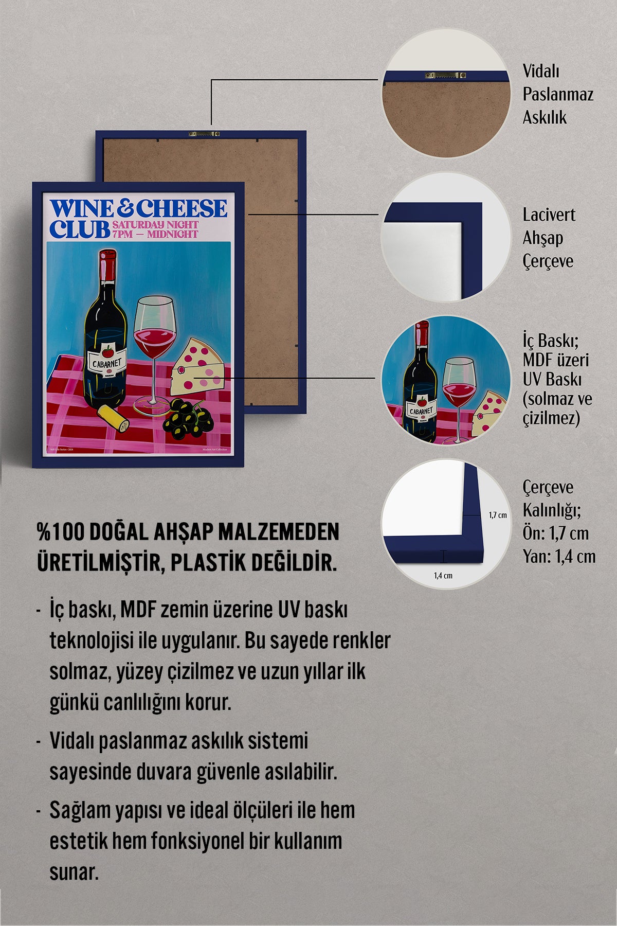 HOMEPACK Ahşap Çerçeveli Tablo Çerçeveli Poster Sanatsal Modern Duvar Dekoru TK-1407