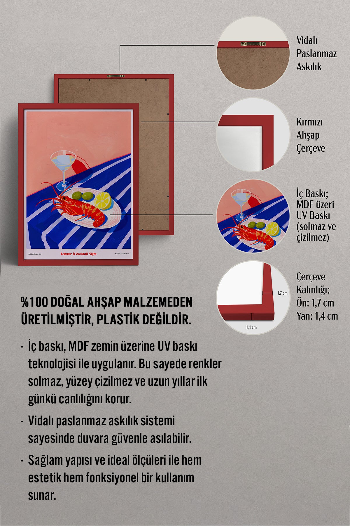 HOMEPACK Ahşap Çerçeveli Tablo Çerçeveli Poster Sanatsal Modern Duvar Dekoru TK-1408