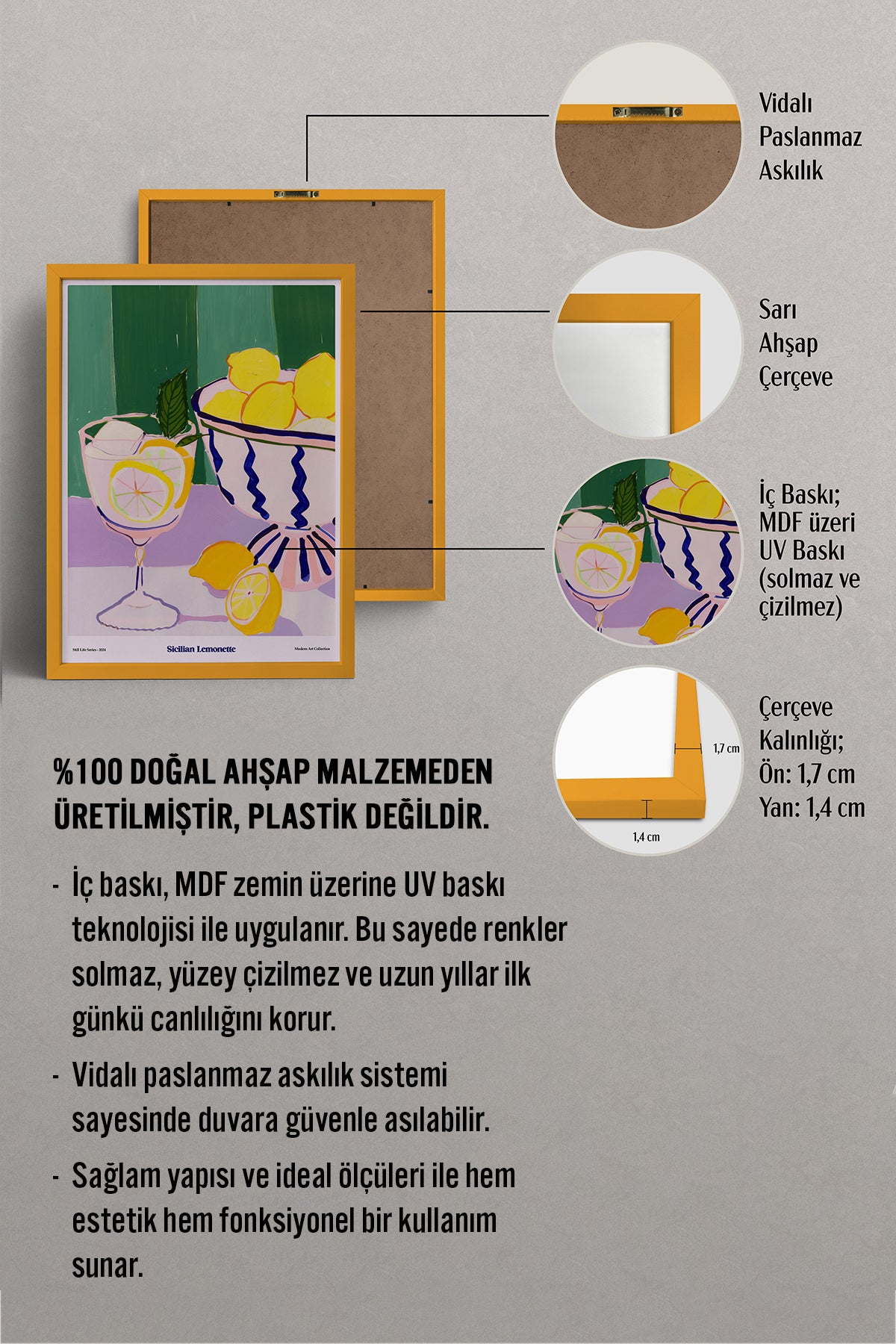 HOMEPACK Ahşap Çerçeveli Tablo Çerçeveli Poster Sanatsal Modern Duvar Dekoru TK-1409