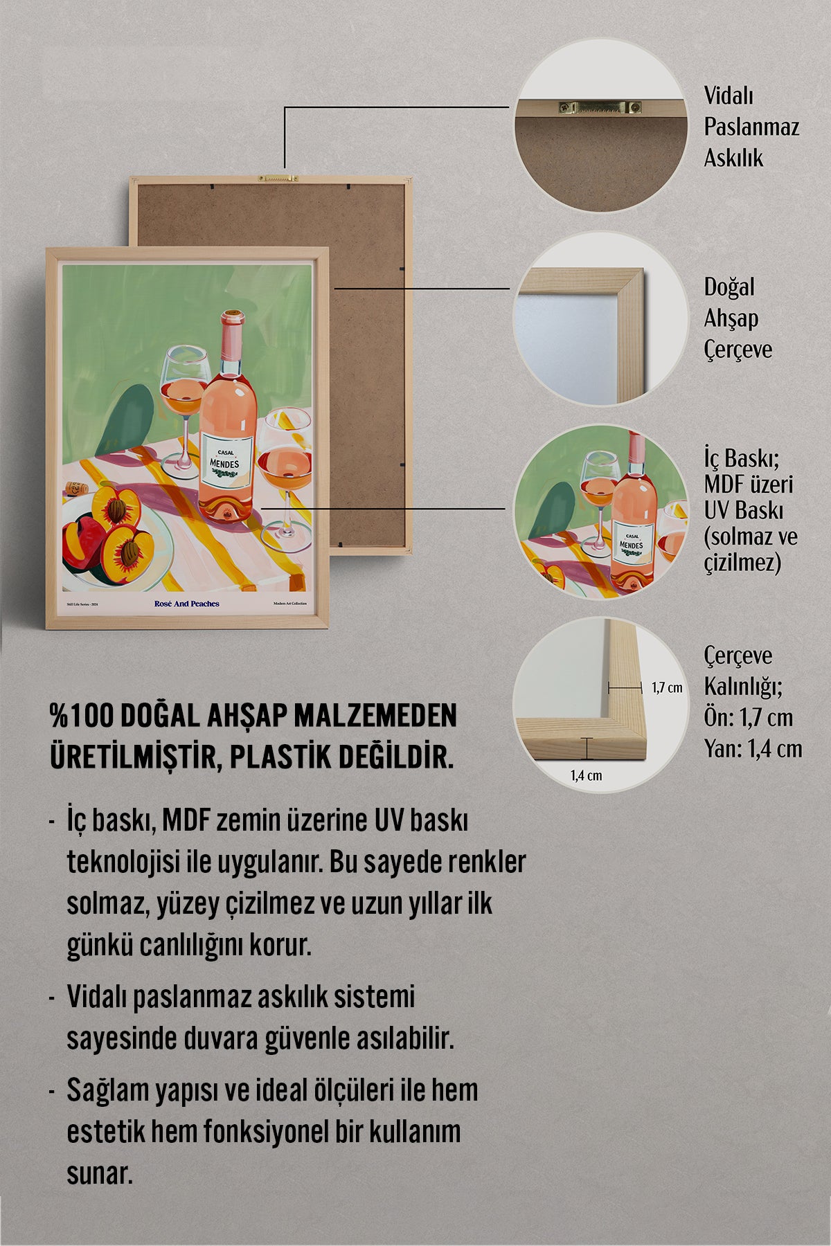 HOMEPACK Ahşap Çerçeveli Tablo Çerçeveli Poster Sanatsal Modern Duvar Dekoru TK-1410