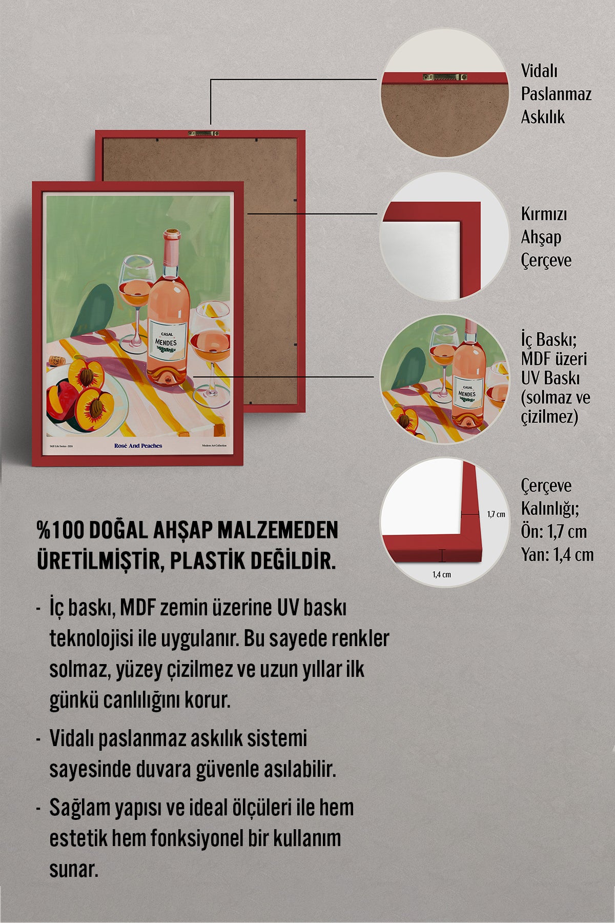 HOMEPACK Ahşap Çerçeveli Tablo Çerçeveli Poster Sanatsal Modern Duvar Dekoru TK-1410