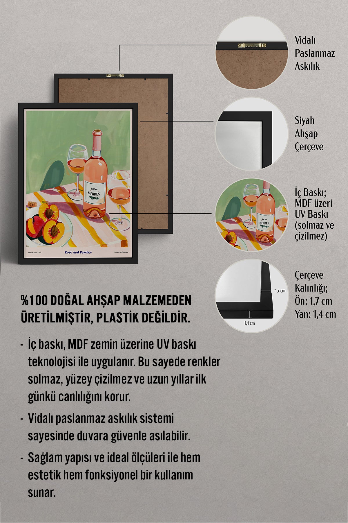 HOMEPACK Ahşap Çerçeveli Tablo Çerçeveli Poster Sanatsal Modern Duvar Dekoru TK-1410
