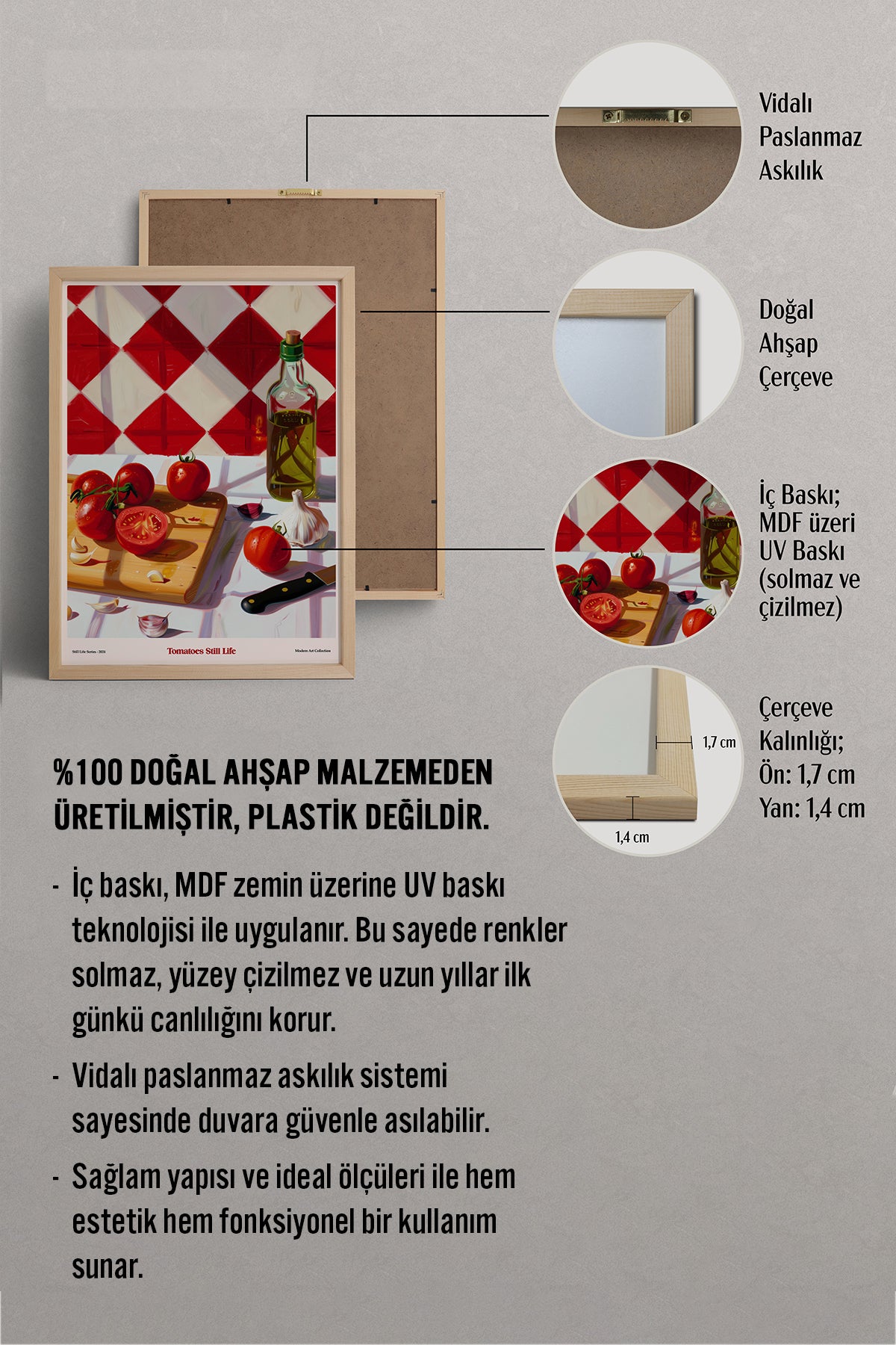 HOMEPACK Ahşap Çerçeveli Tablo Çerçeveli Poster Sanatsal Modern Duvar Dekoru TK-1411