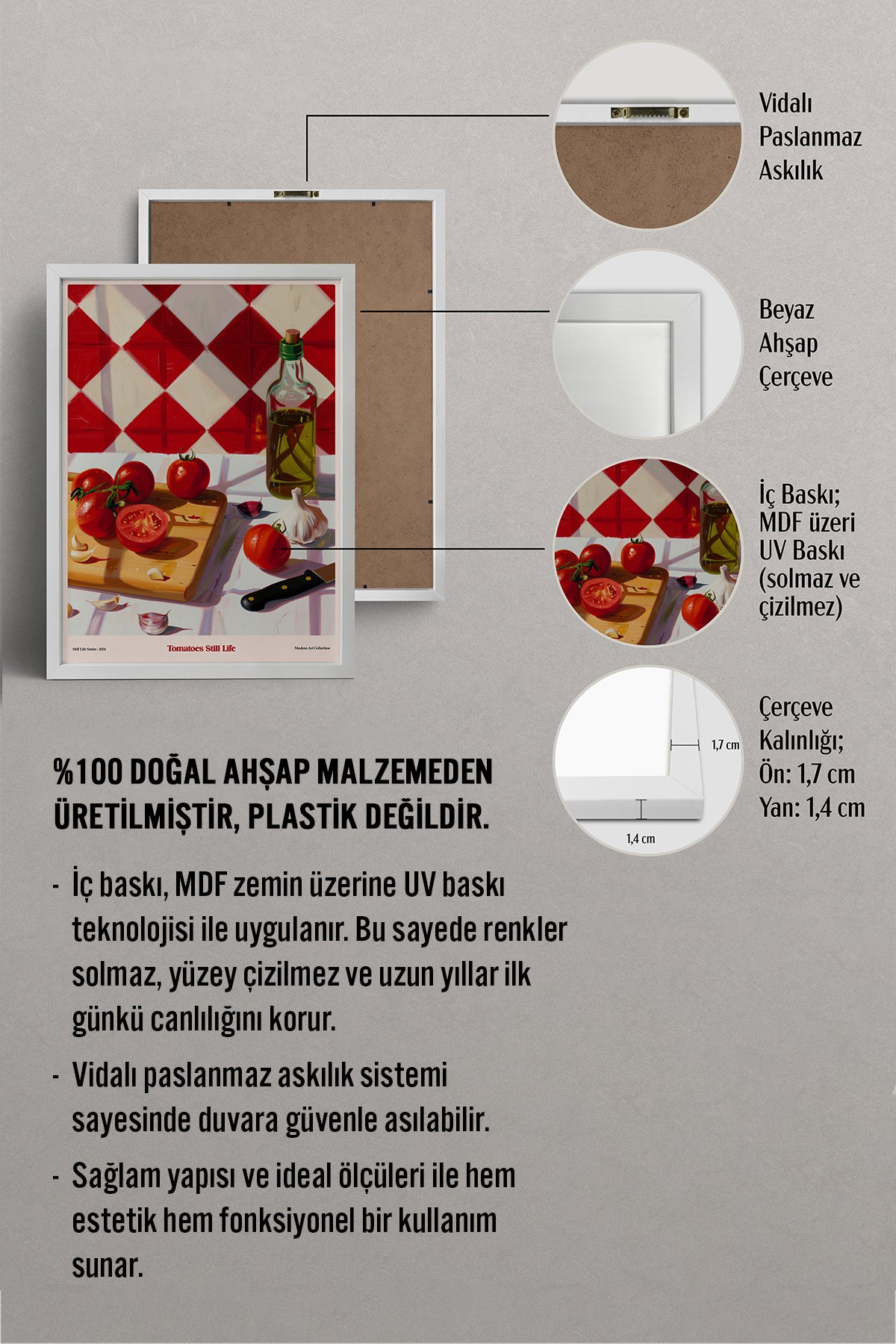 HOMEPACK Ahşap Çerçeveli Tablo Çerçeveli Poster Sanatsal Modern Duvar Dekoru TK-1411